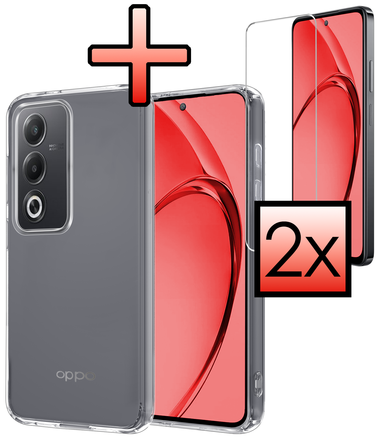 NoXx NoXx OPPO A80 Hoesje Siliconen Met 2x Screenprotector - Transparant