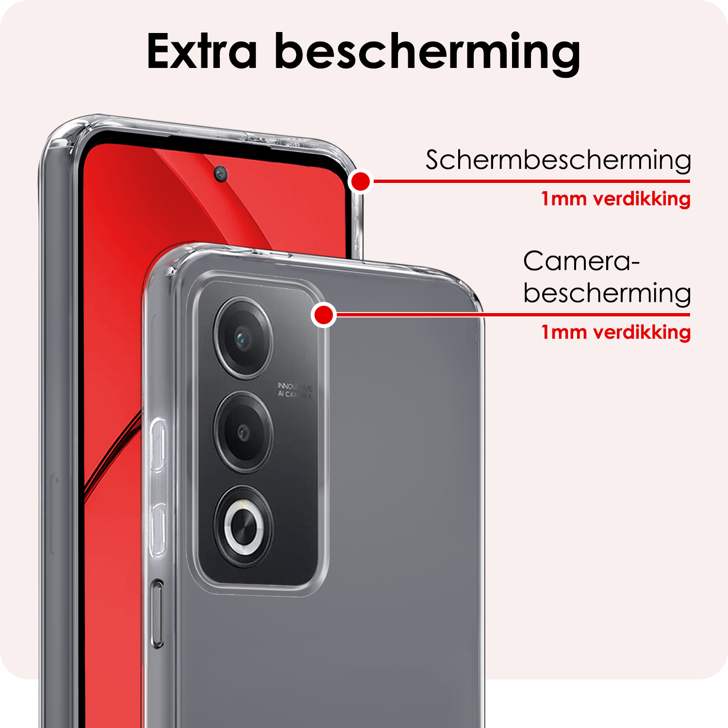 NoXx NoXx OPPO A80 Hoesje Siliconen Met 2x Screenprotector - Transparant