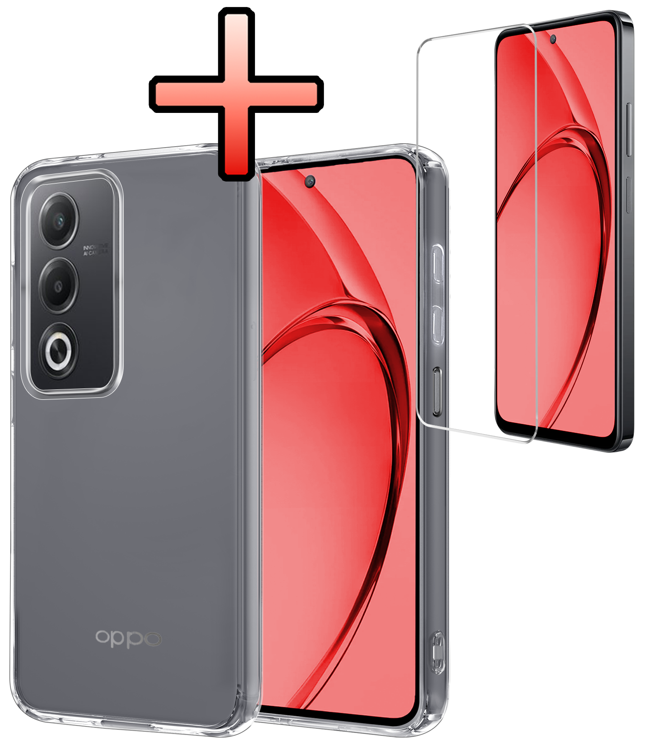 NoXx NoXx OPPO A80 Hoesje Siliconen Met Screenprotector - Transparant