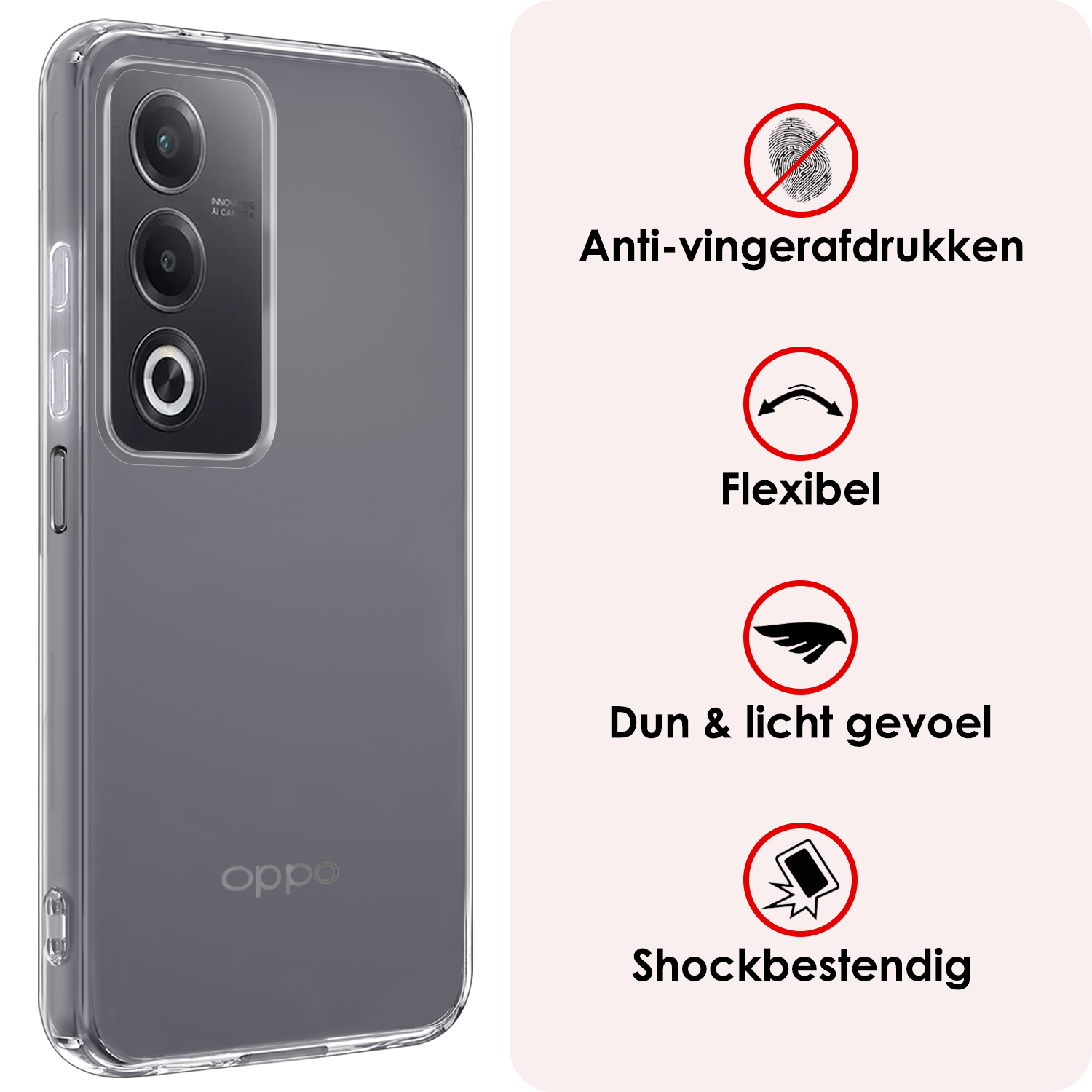 NoXx NoXx OPPO A80 Hoesje Siliconen - Transparant - 2 PACK