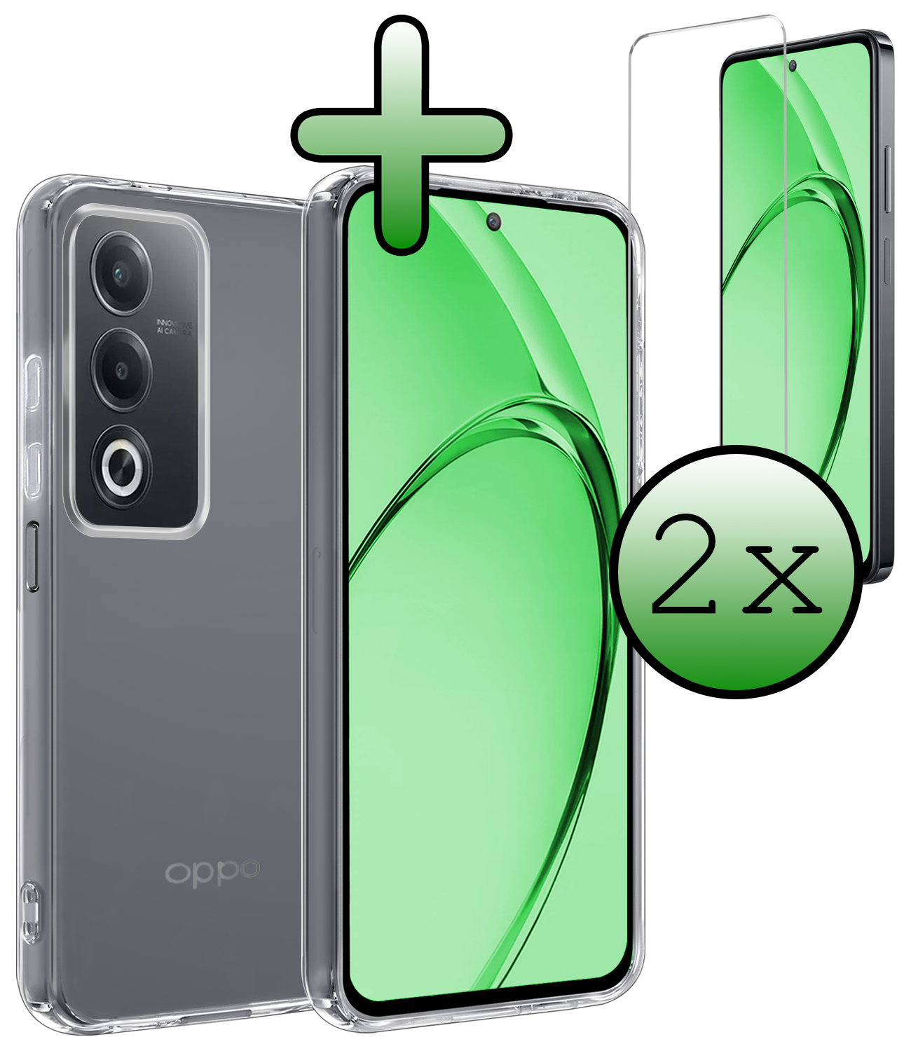 BASEY. BASEY. OPPO A80 Hoesje Siliconen Met 2x Screenprotector - Transparant