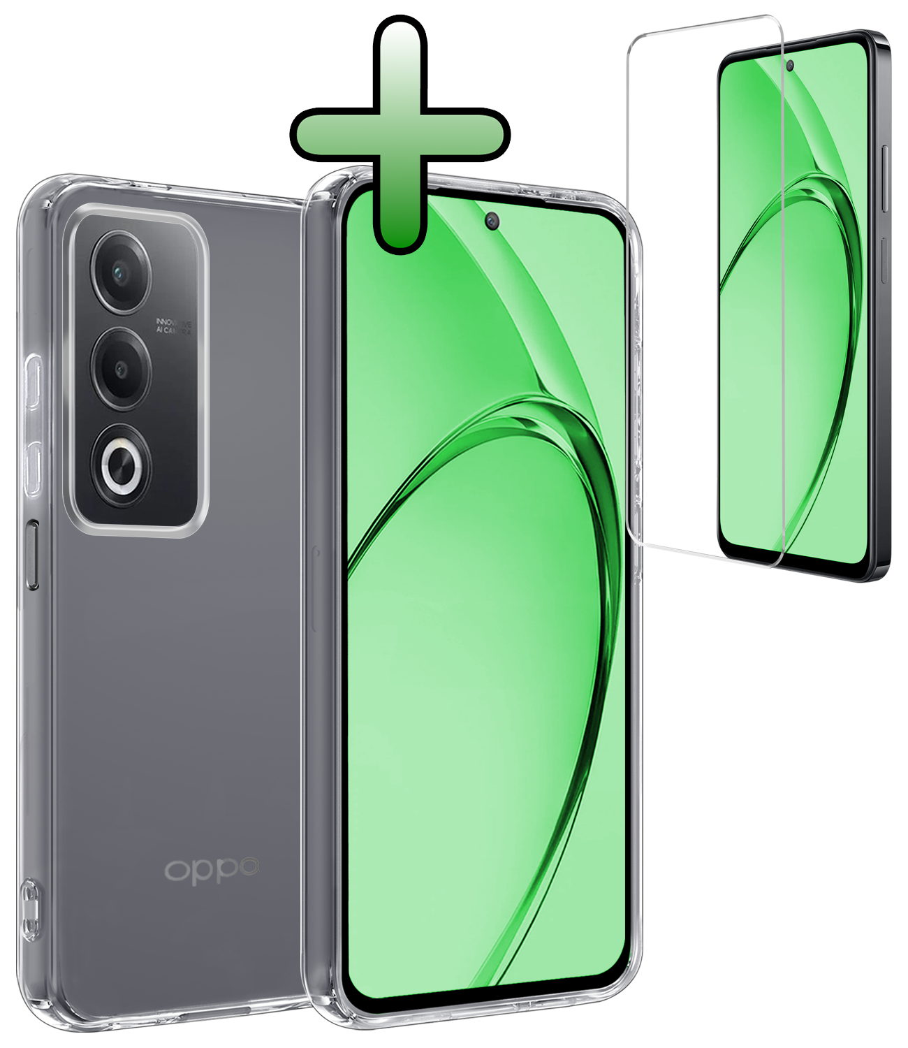 BASEY. BASEY. OPPO A80 Hoesje Siliconen Met Screenprotector - Transparant