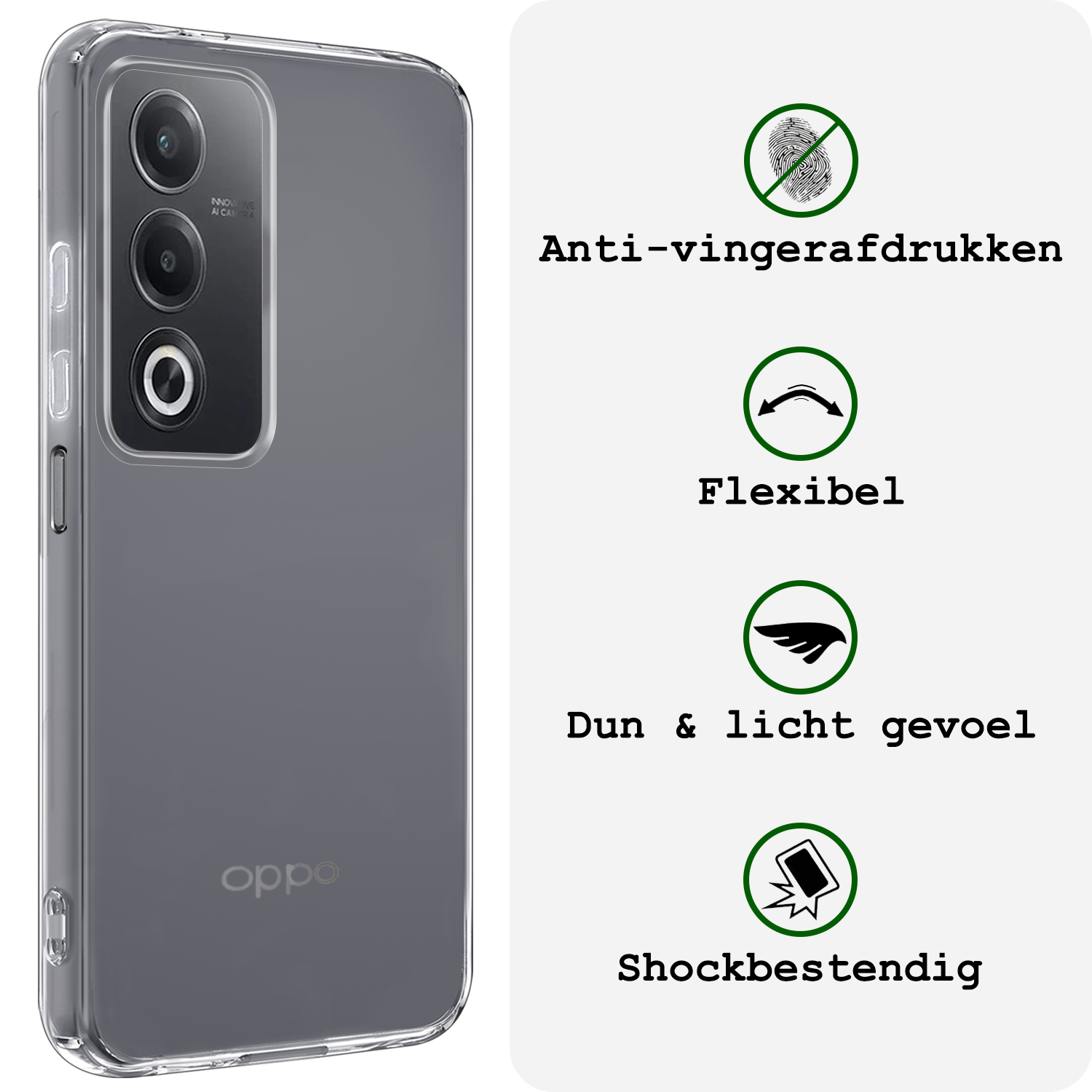 BASEY. BASEY. OPPO A80 Hoesje Siliconen - Transparant - 2 PACK