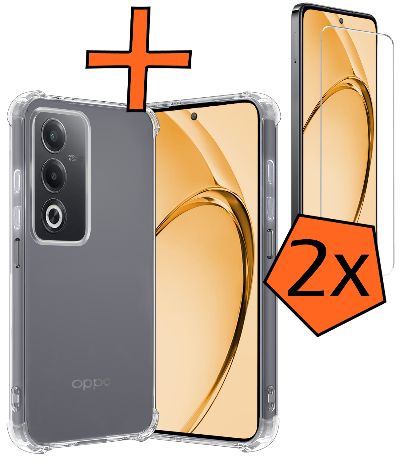 Nomfy Nomfy OPPO A80 Hoesje Shockproof Met 2x Screenprotector