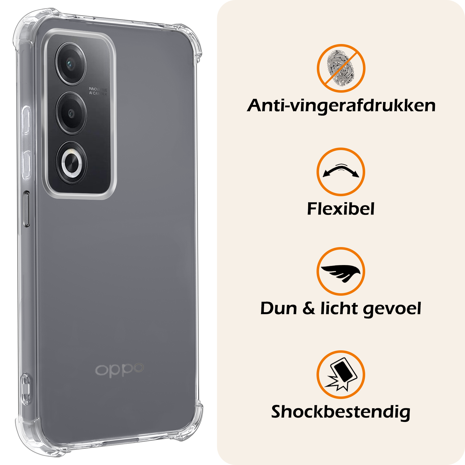 Nomfy Nomfy OPPO A80 Hoesje Shockproof Met Screenprotector