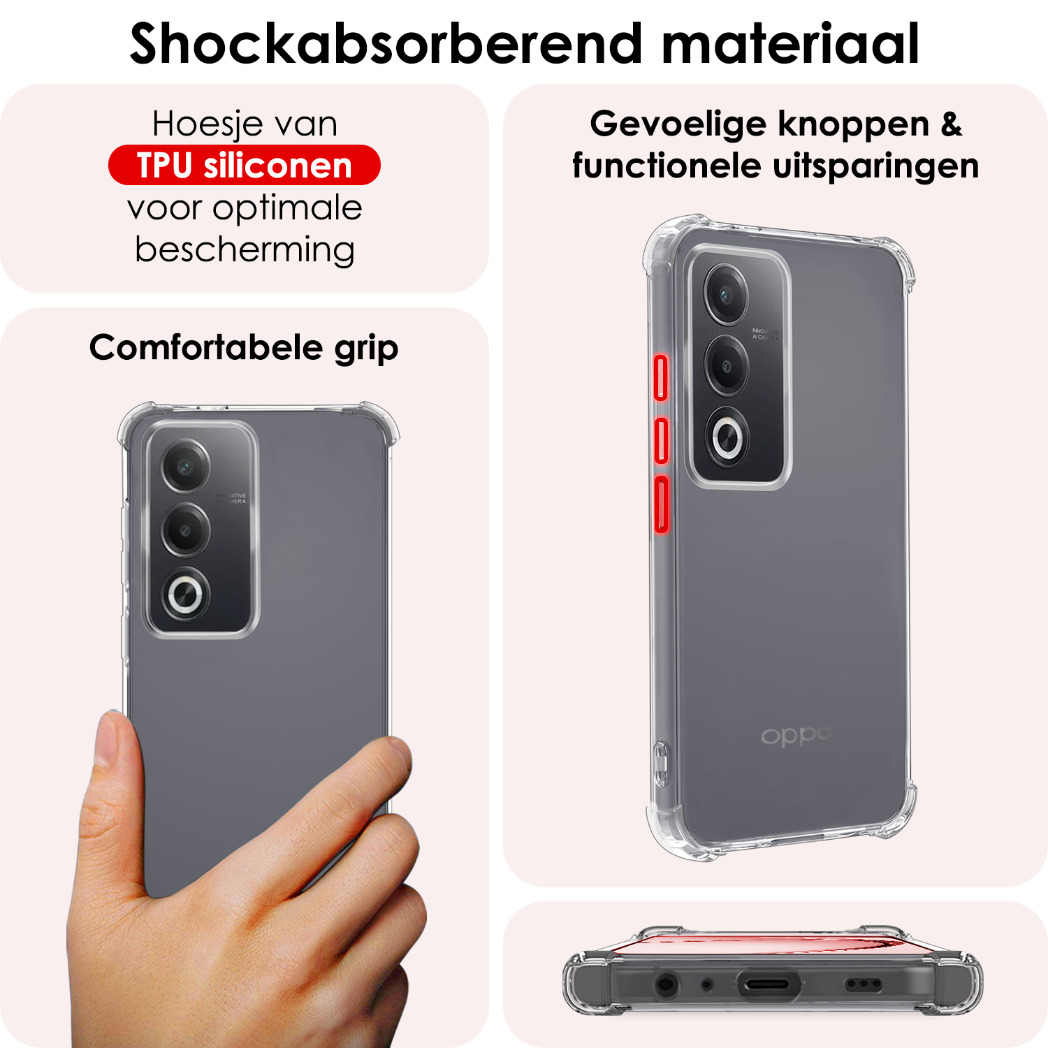 NoXx NoXx OPPO A80 Hoesje Shockproof - Transparant - 2 PACK