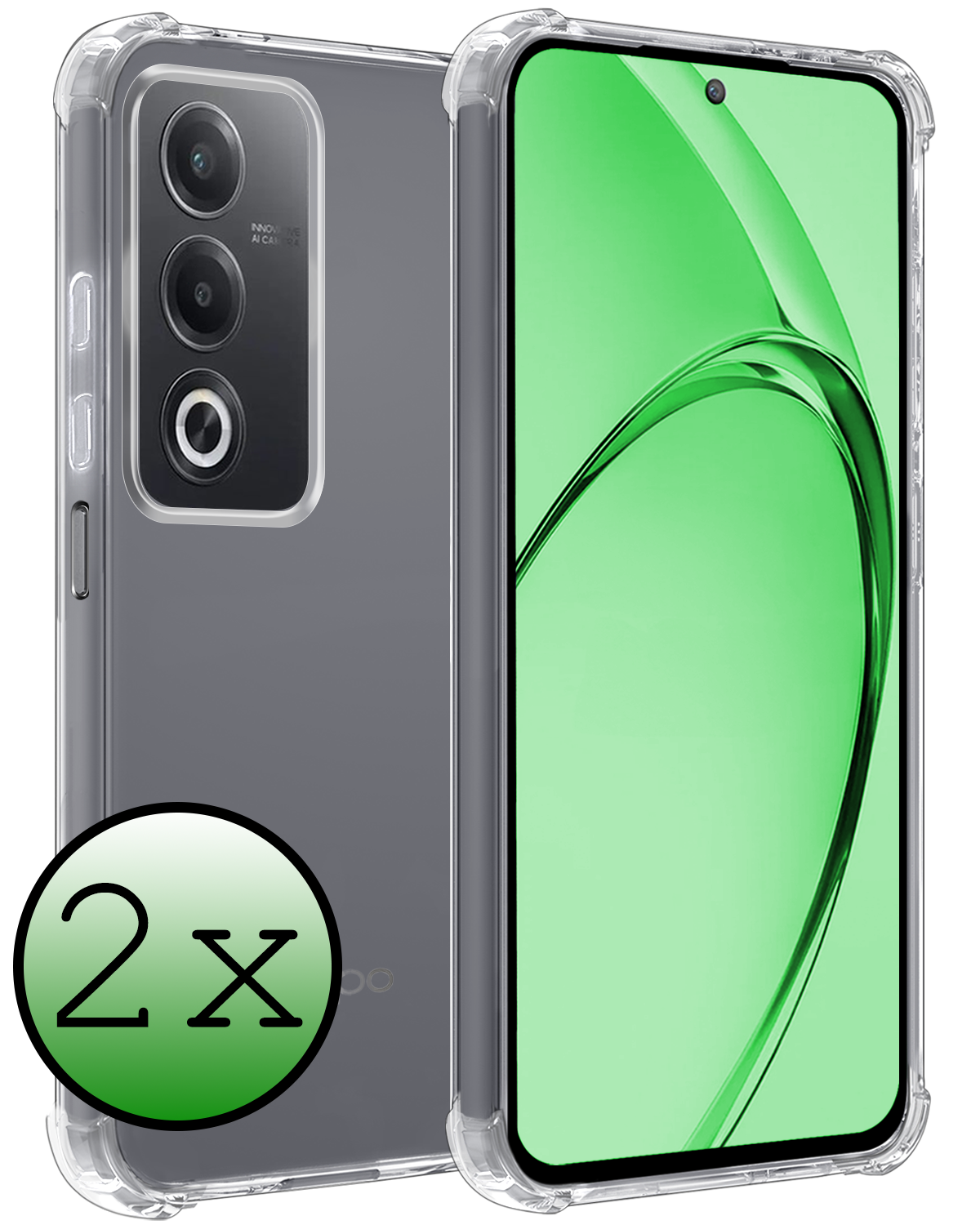 BASEY. BASEY. OPPO A80 Hoesje Shockproof - Transparant - 2 PACK