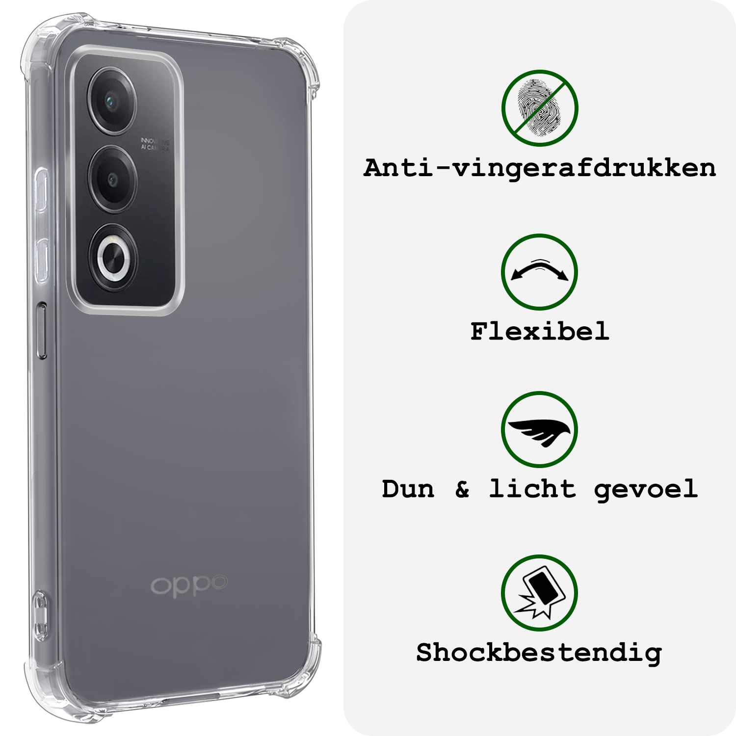 BASEY. BASEY. OPPO A80 Hoesje Shockproof - Transparant - 2 PACK