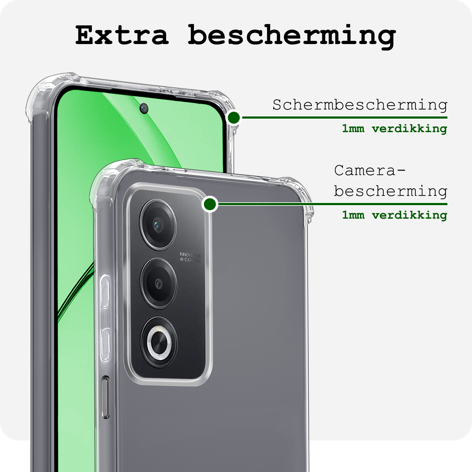BASEY. BASEY. OPPO A80 Hoesje Shockproof - Transparant - 2 PACK