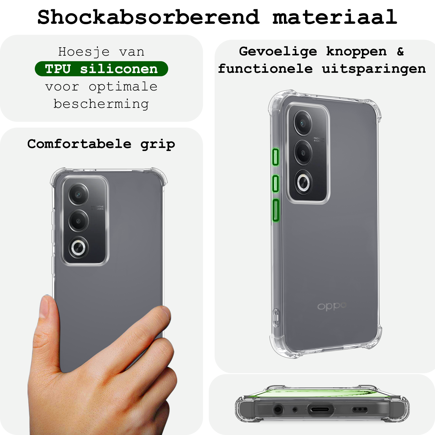 BASEY. BASEY. OPPO A80 Hoesje Shockproof - Transparant - 2 PACK