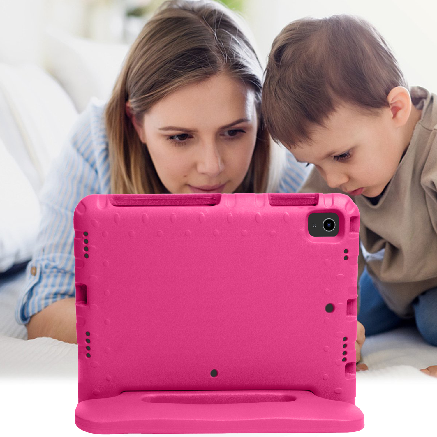 Nomfy Hoes Geschikt voor iPad Air 6 (11 inch) Hoes Bumper Kindvriendelijk Kids Case Kinderhoes - Hoesje Geschikt voor iPad Air 2024 (11 inch) Hoesje Shockproof Cover Hoes - Roze