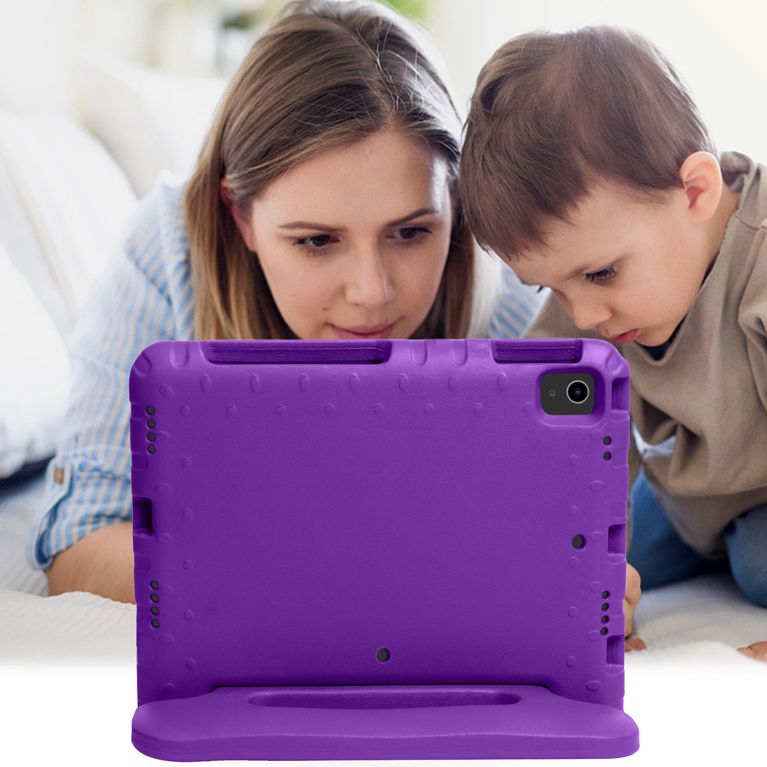 Nomfy Hoes Geschikt voor iPad Air 6 (11 inch) Hoes Bumper Kindvriendelijk Kids Case Kinderhoes - Hoesje Geschikt voor iPad Air 2024 (11 inch) Hoesje Shockproof Cover Hoes - Paars