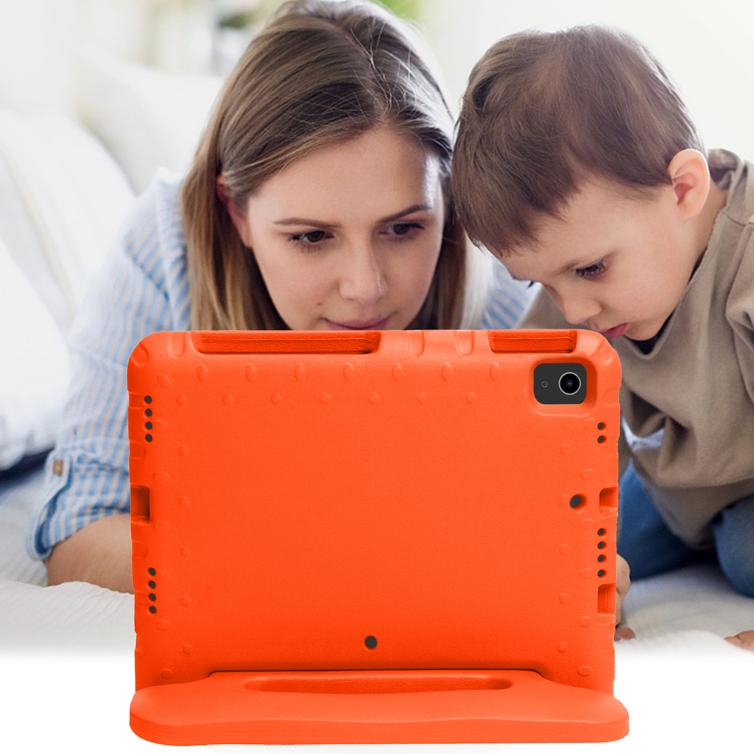 Nomfy Hoes Geschikt voor iPad Air 6 (11 inch) Hoes Bumper Kindvriendelijk Kids Case Kinderhoes - Hoesje Geschikt voor iPad Air 2024 (11 inch) Hoesje Shockproof Cover Hoes - Oranje