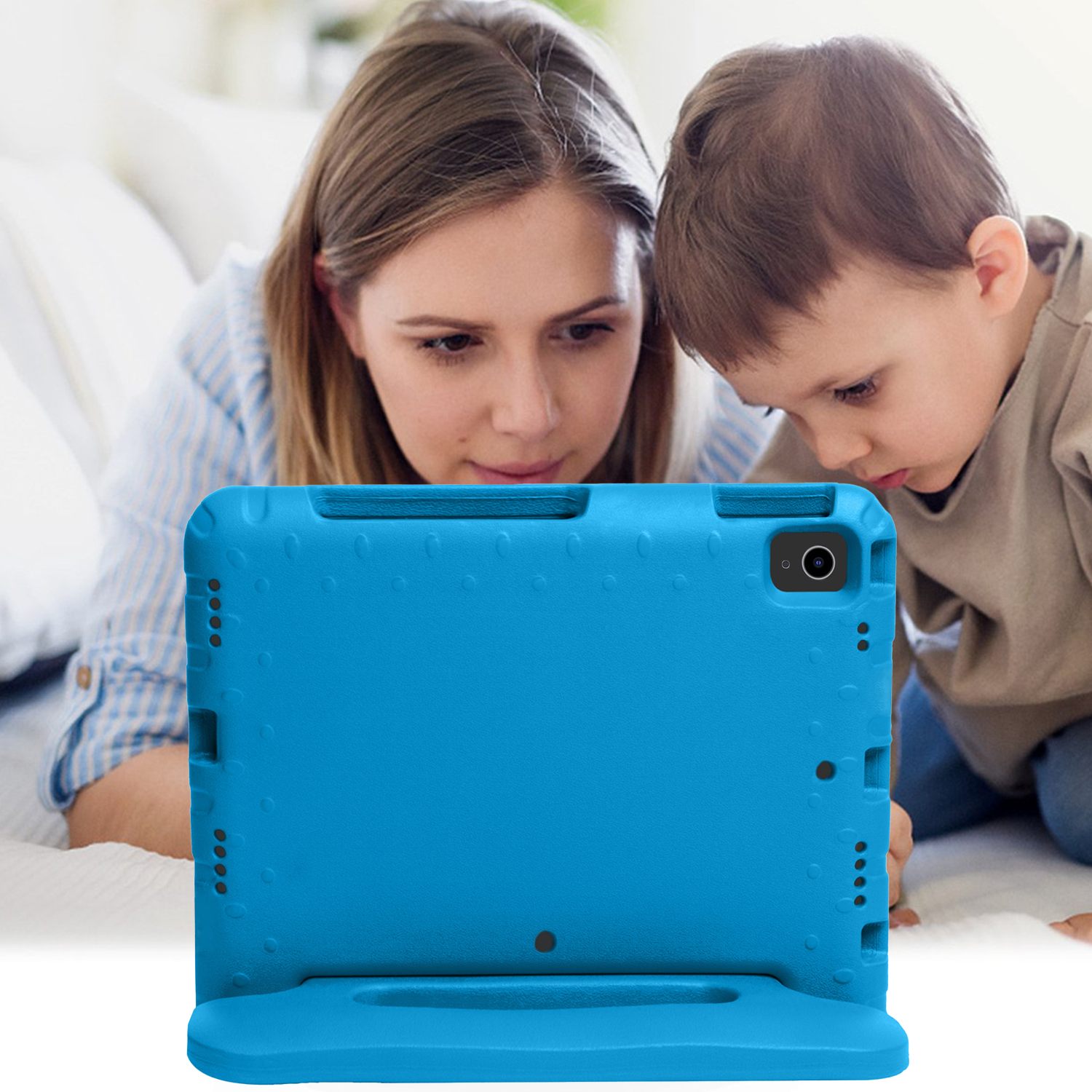 Nomfy Hoes Geschikt voor iPad Air 6 (11 inch) Hoes Bumper Kindvriendelijk Kids Case Kinderhoes - Hoesje Geschikt voor iPad Air 2024 (11 inch) Hoesje Shockproof Cover Hoes - Blauw