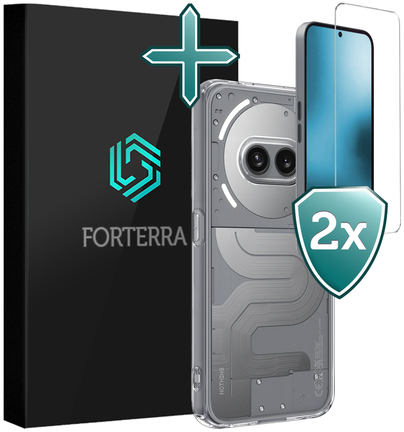 Forterra Forterra Nothing Phone (2a) Plus Hoesje Siliconen Met 2x Screenprotector - Transparant