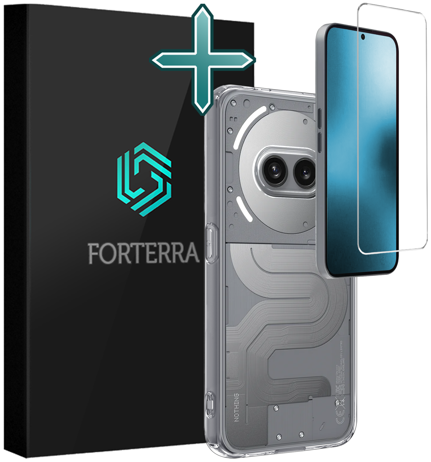 Forterra Forterra Nothing Phone (2a) Plus Hoesje Siliconen Met Screenprotector - Transparant