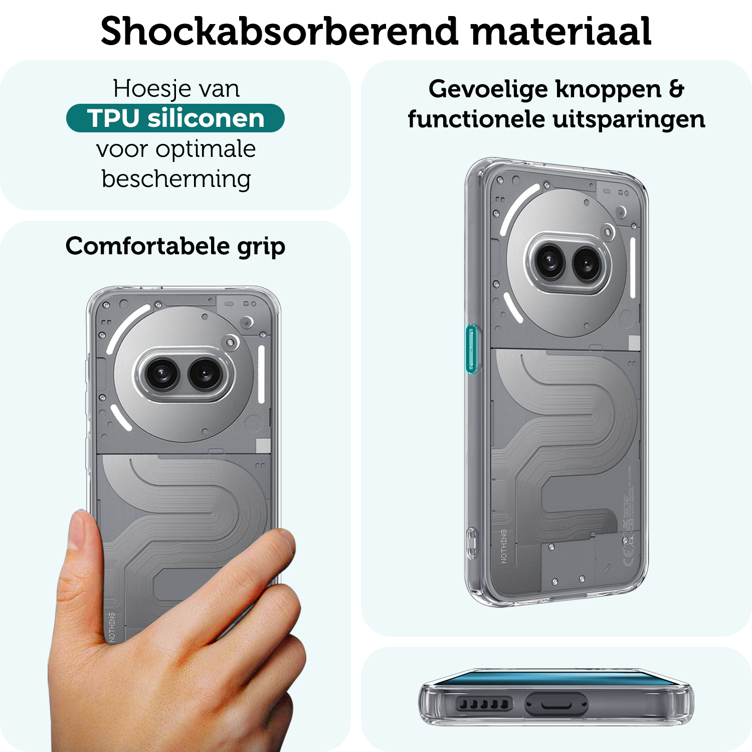 Forterra Forterra Nothing Phone (2a) Plus Hoesje Siliconen - Transparant - 2 PACK