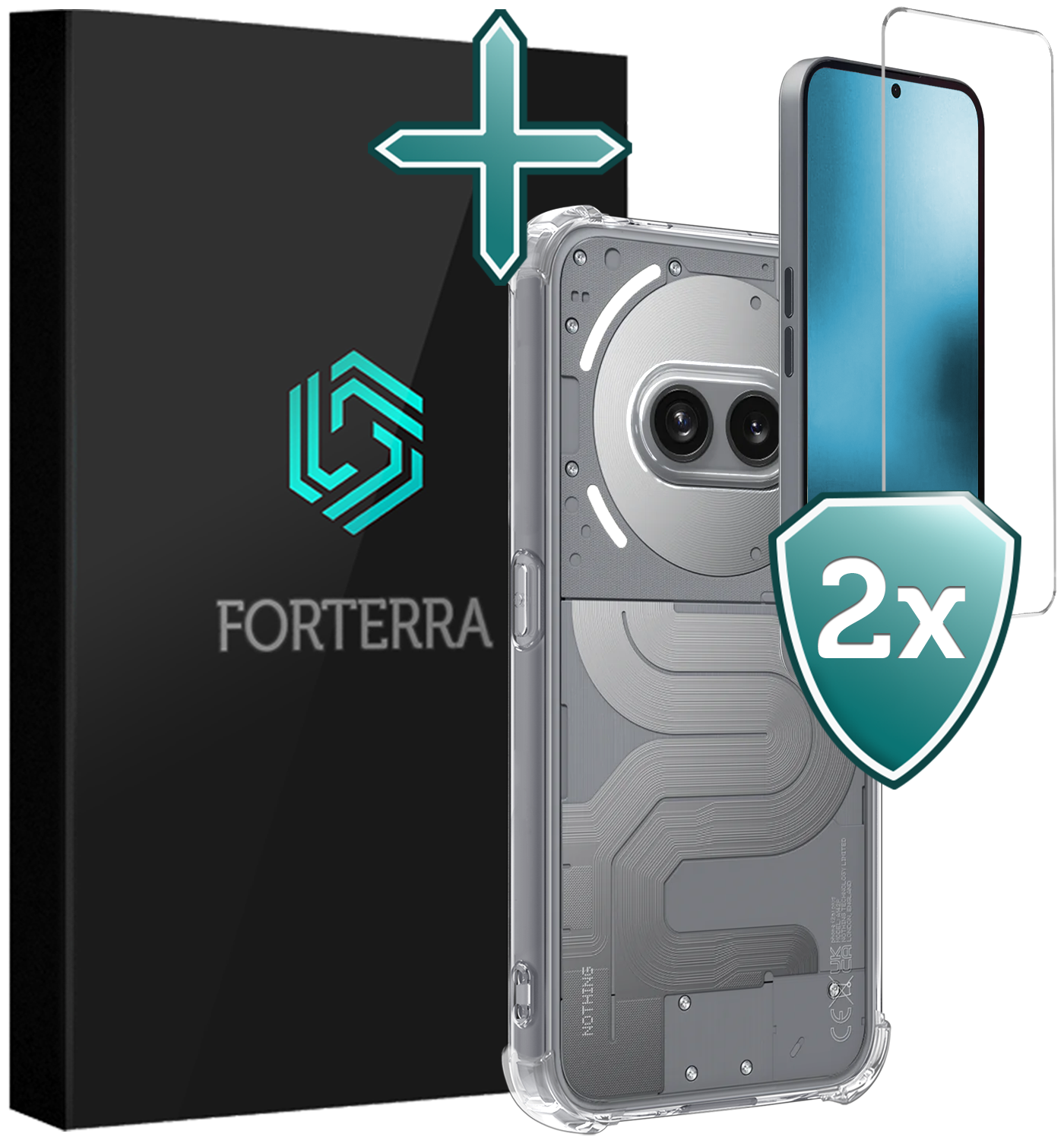 Forterra Forterra Nothing Phone (2a) Plus Hoesje Shockproof Met 2x Screenprotector