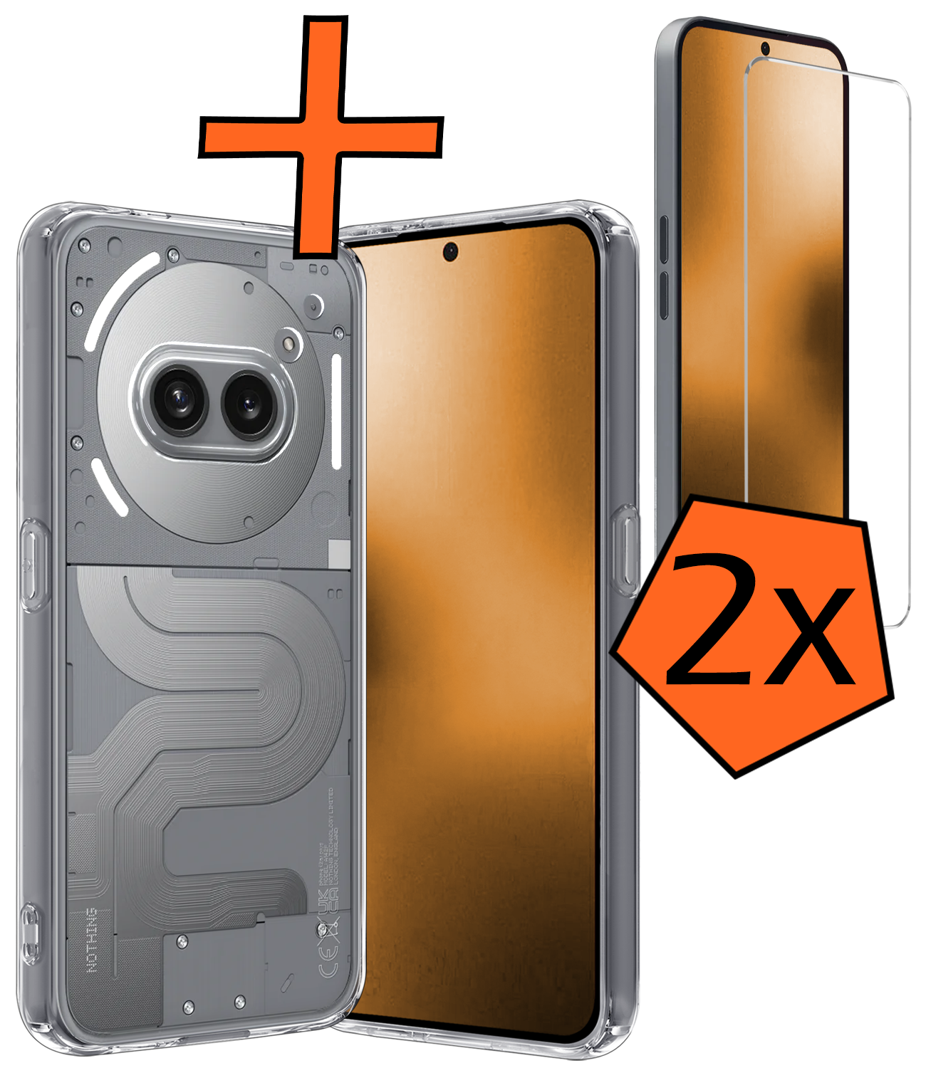 Nomfy Nomfy Nothing Phone (2a) Plus Hoesje Siliconen Met 2x Screenprotector - Transparant