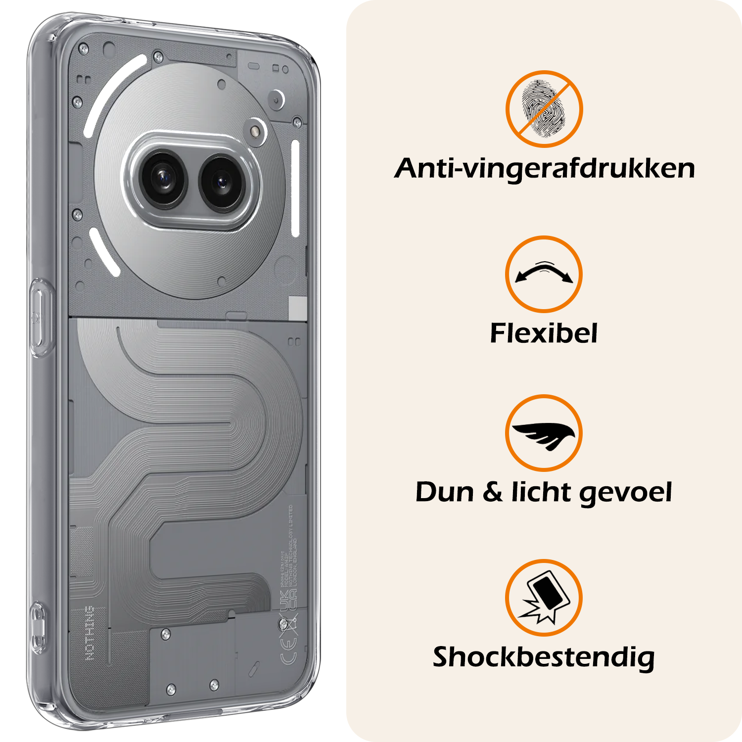 Nomfy Nomfy Nothing Phone (2a) Plus Hoesje Siliconen Met 2x Screenprotector - Transparant