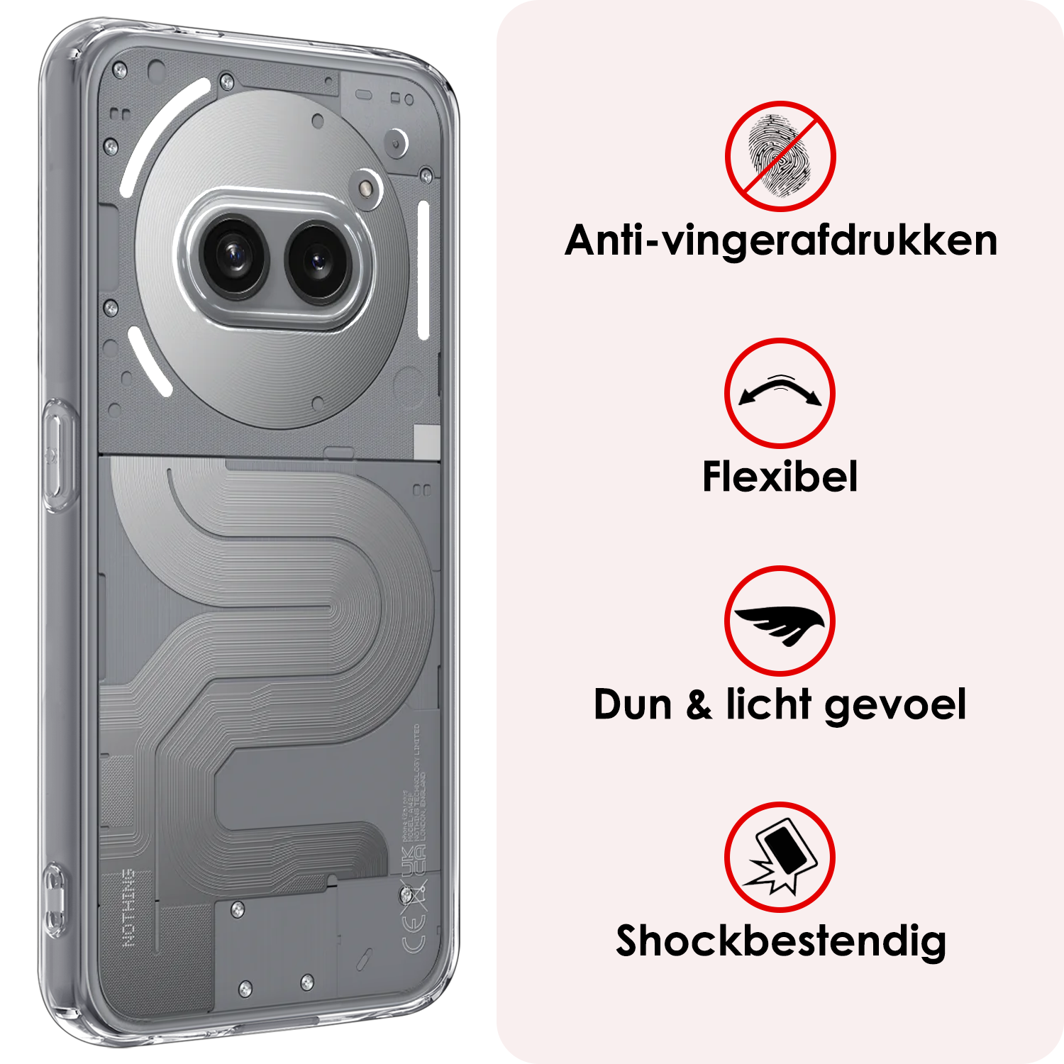NoXx NoXx Nothing Phone (2a) Plus Hoesje Siliconen Met 2x Screenprotector - Transparant