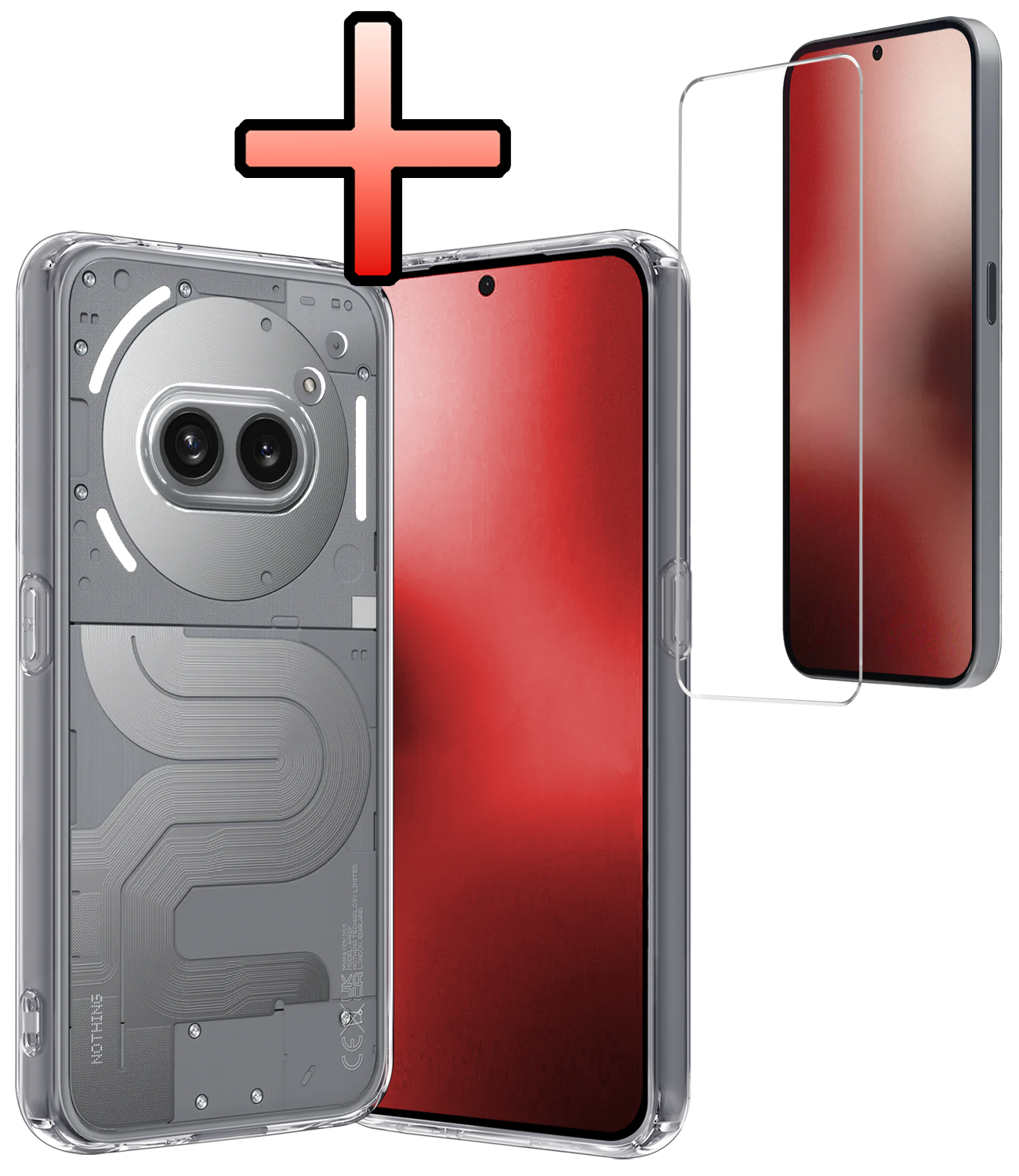 NoXx NoXx Nothing Phone (2a) Plus Hoesje Siliconen Met Screenprotector - Transparant