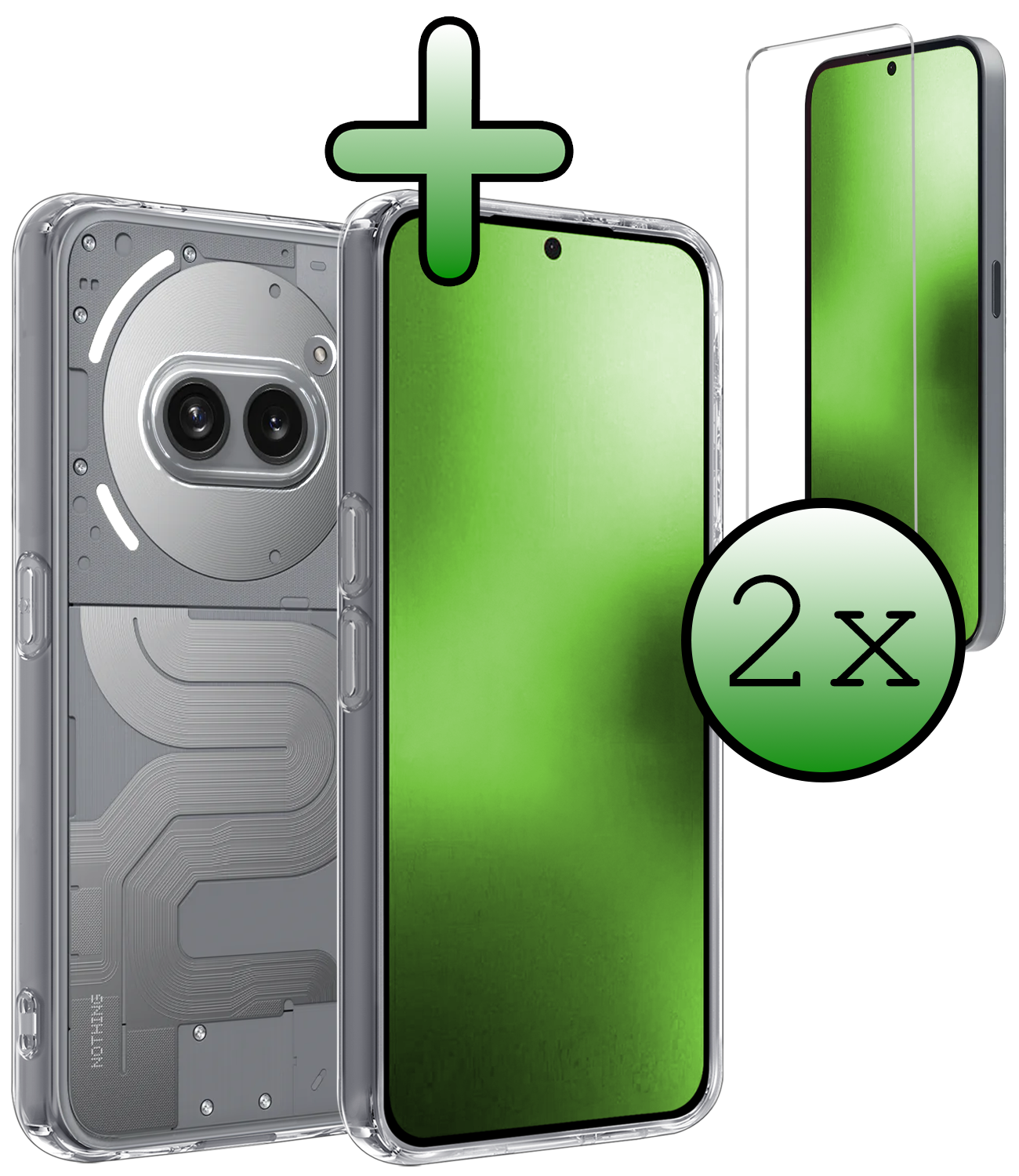 BASEY. BASEY. Nothing Phone (2a) Plus Hoesje Siliconen Met 2x Screenprotector - Transparant
