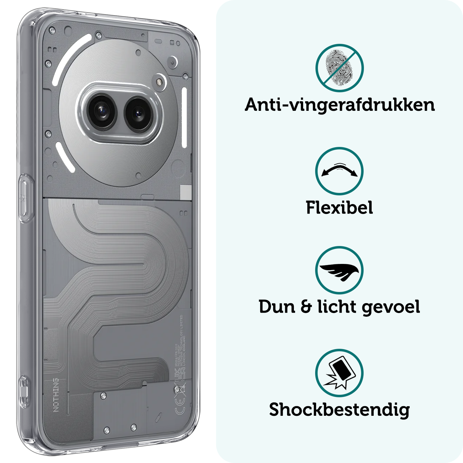 Forterra Forterra Nothing Phone (2a) Hoesje Siliconen Met Screenprotector - Transparant