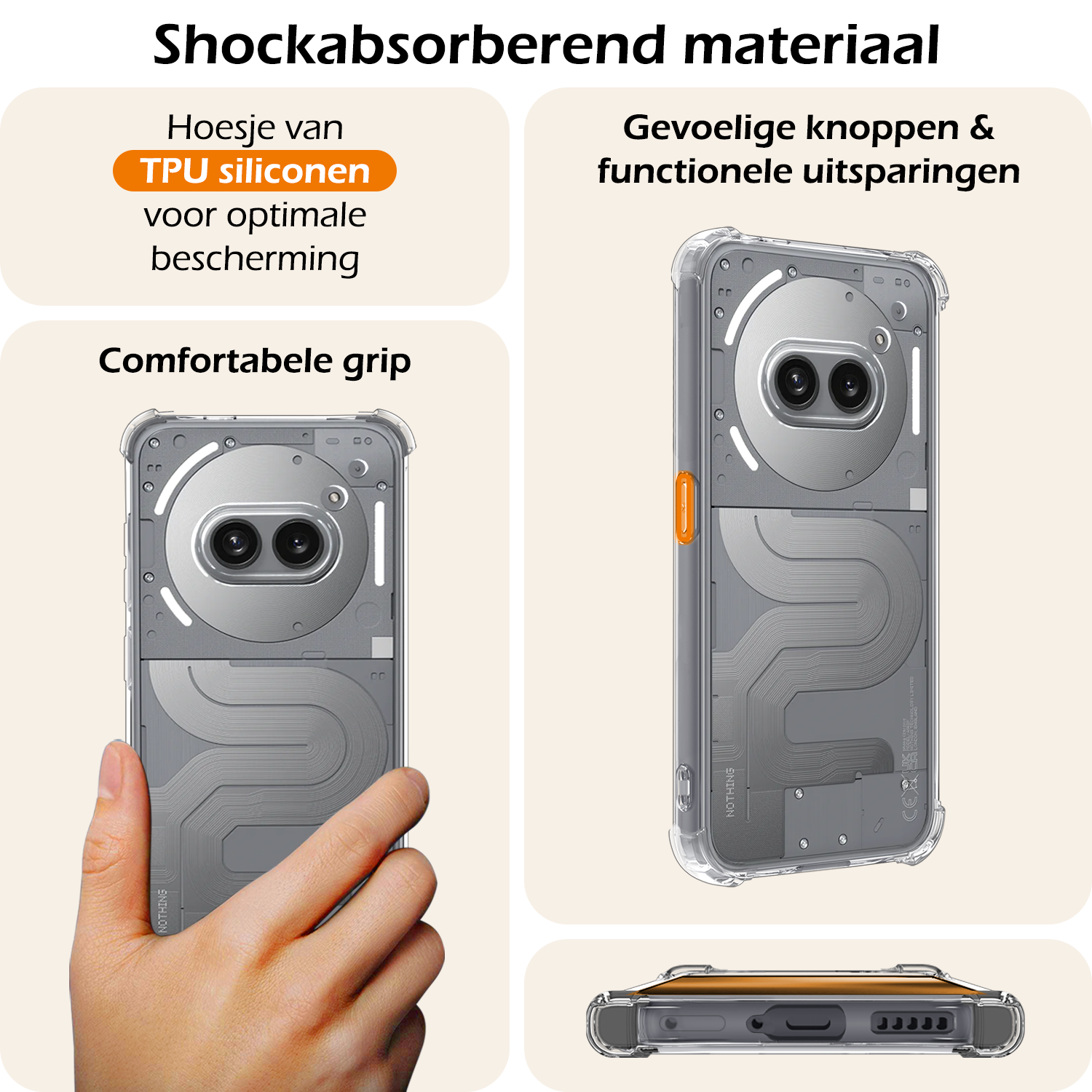 Nomfy Nomfy Nothing Phone (2a) Hoesje Shockproof - Transparant - 2 PACK