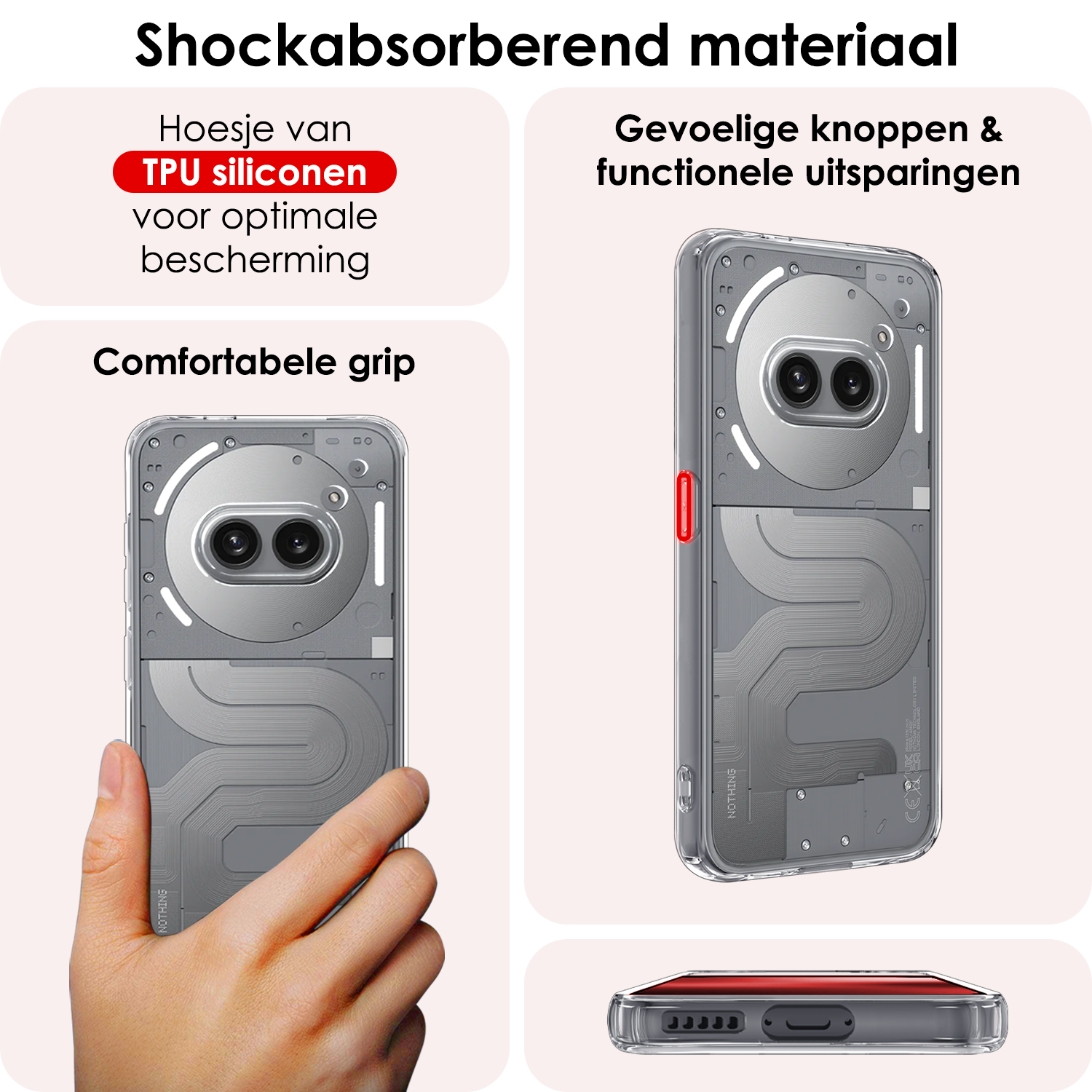 NoXx NoXx Nothing Phone (2a) Hoesje Siliconen - Transparant - 2 PACK