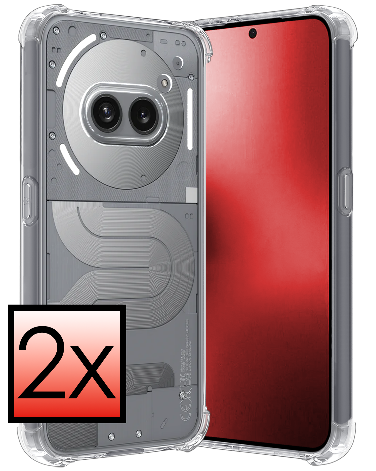 NoXx NoXx Nothing Phone (2a) Hoesje Shockproof - Transparant - 2 PACK