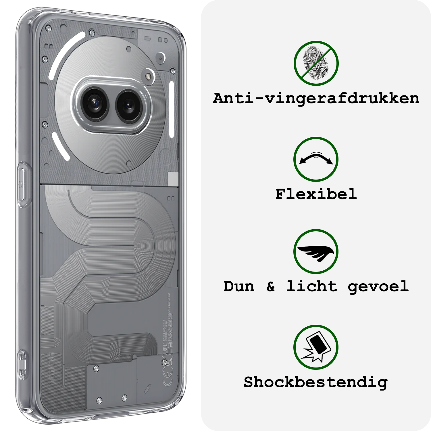 BASEY. BASEY. Nothing Phone (2a) Hoesje Siliconen Met Screenprotector - Transparant