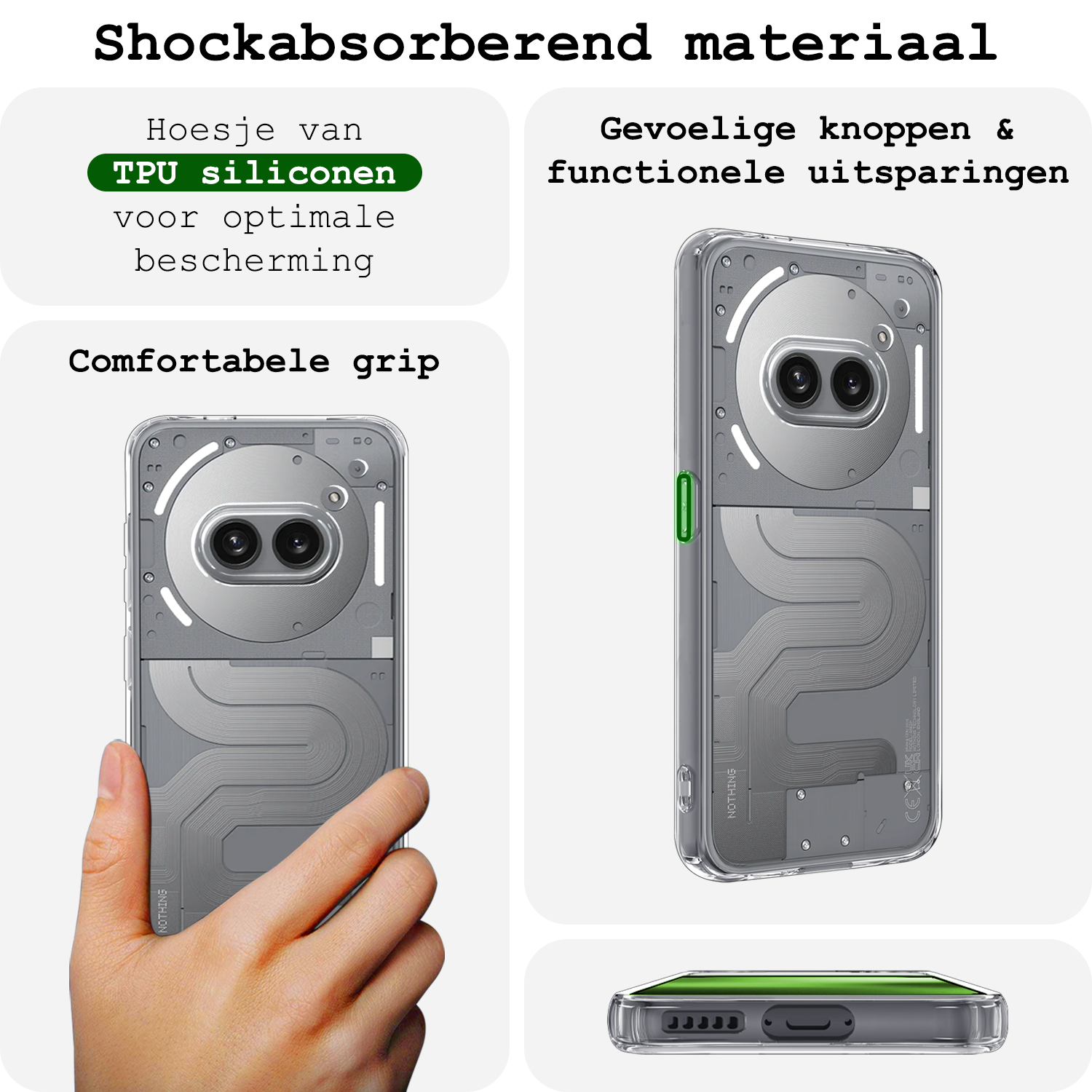 BASEY. BASEY. Nothing Phone (2a) Hoesje Siliconen Met Screenprotector - Transparant
