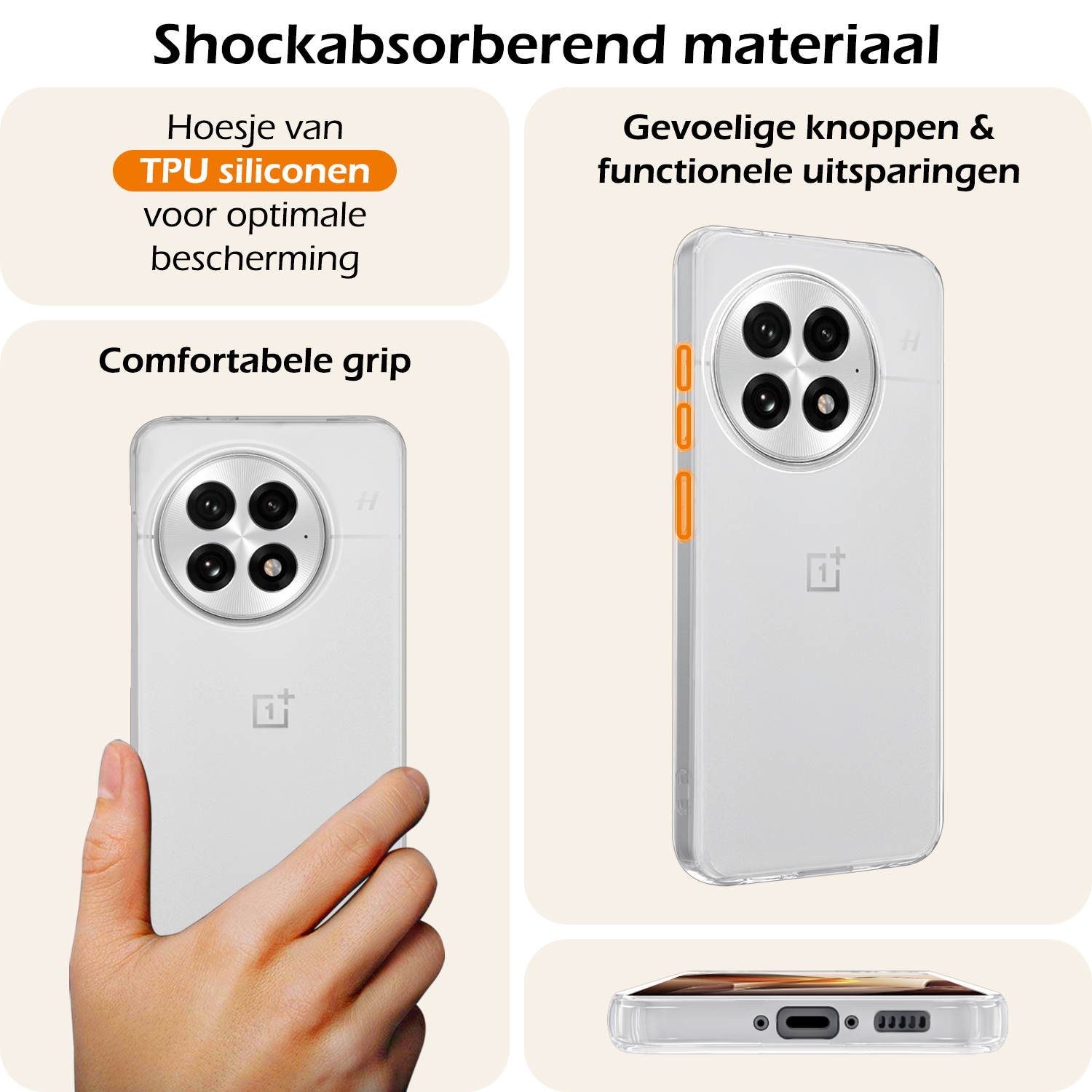 Nomfy Nomfy OnePlus 13 Hoesje Siliconen Met Screenprotector - Transparant