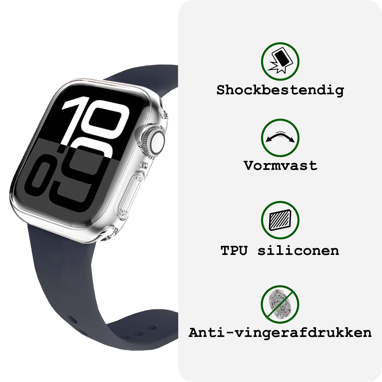 BASEY. BASEY. Apple Watch Series 9 Hoesje Siliconen Transparant - 45 mm
