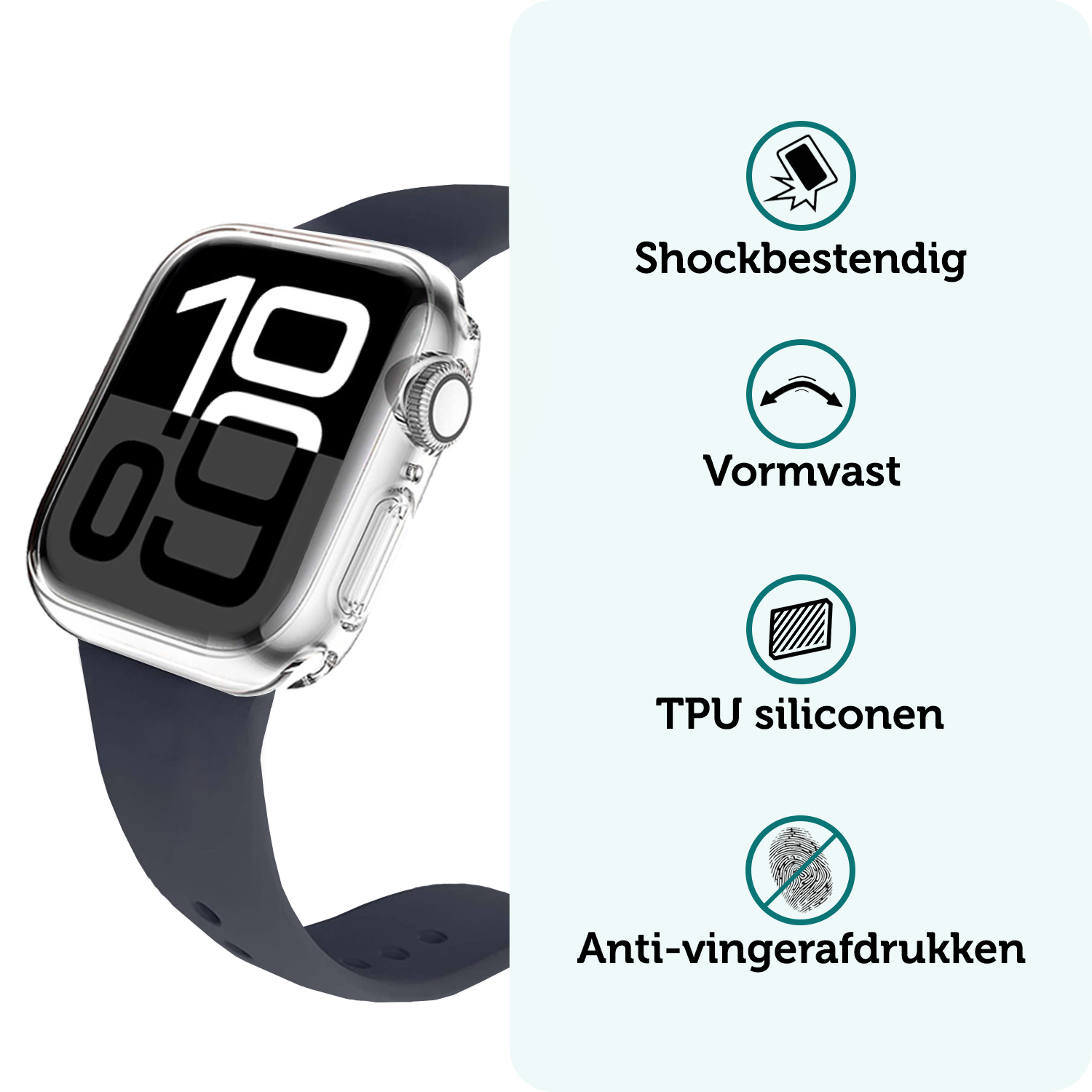 Forterra Forterra Apple Watch Series 9 Hoesje Siliconen Transparant - 41 mm