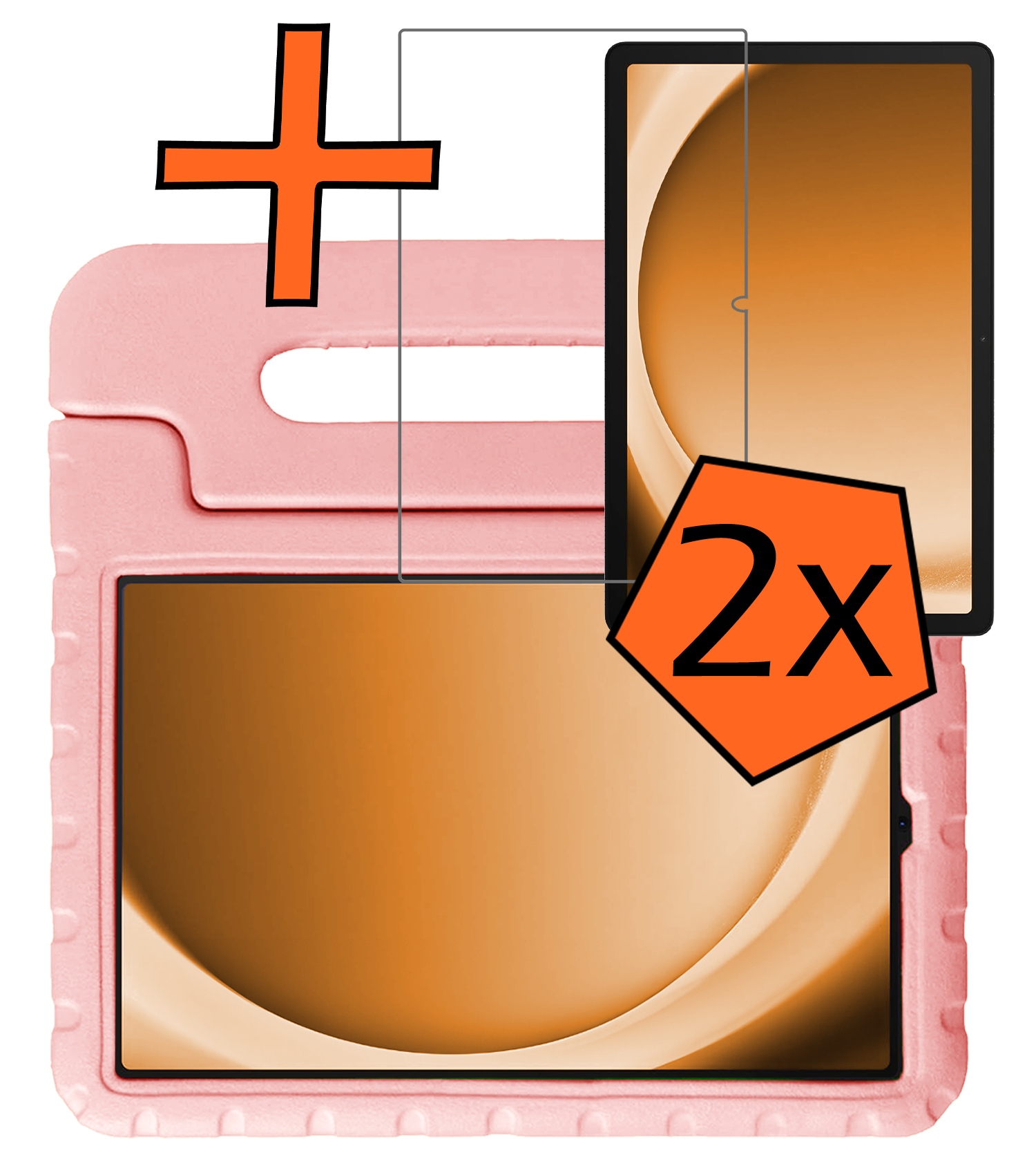 Nomfy Nomfy Samsung Galaxy Tab A9 Plus Kinderhoes Met 2x Screenprotector - Zalm