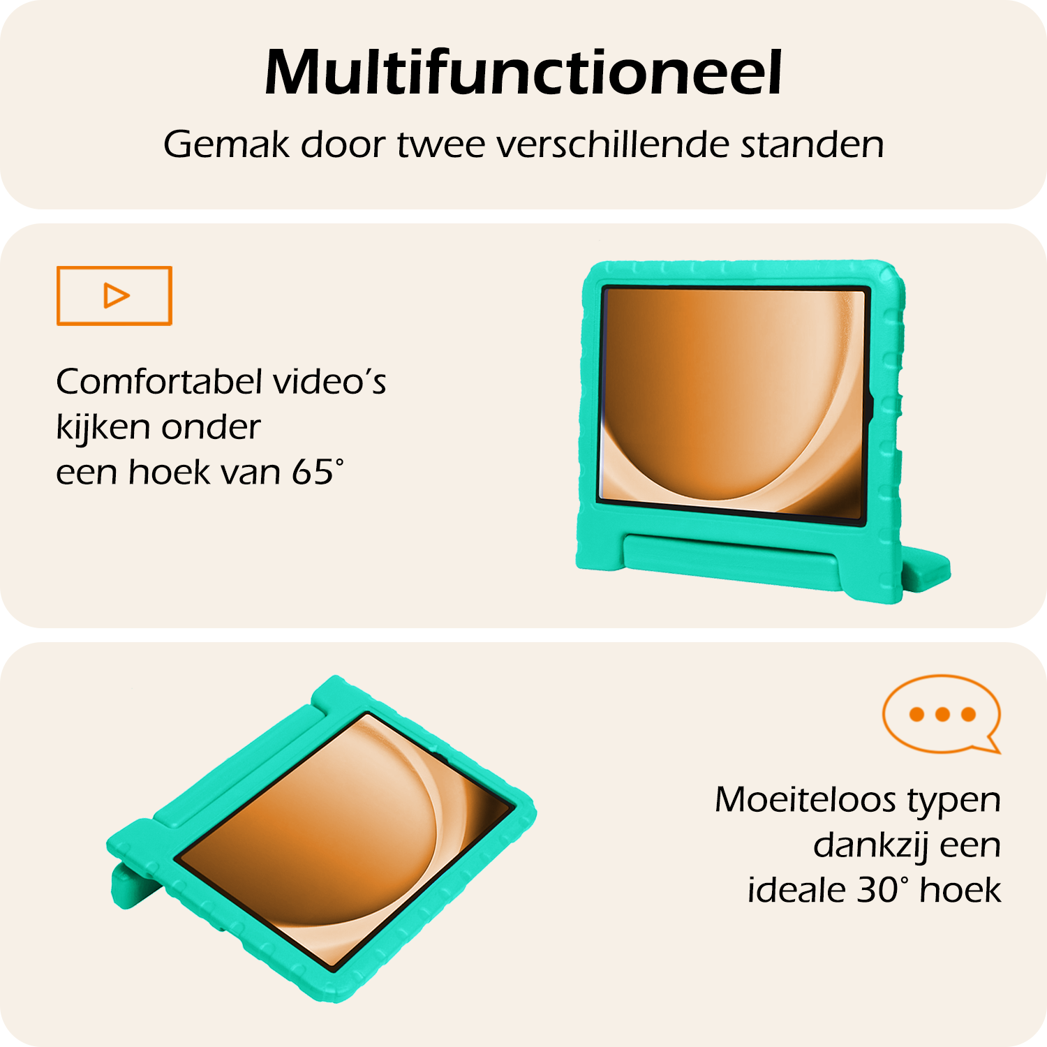 Nomfy Nomfy Samsung Galaxy Tab A9 Plus Kinderhoes Met 2x Screenprotector - Turquoise