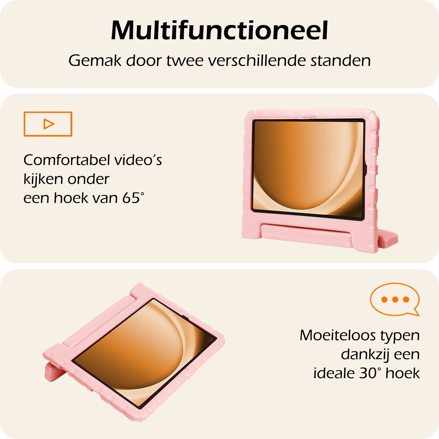 Nomfy Nomfy Samsung Galaxy Tab A9 Plus Kinderhoes Met Screenprotector - Zalm