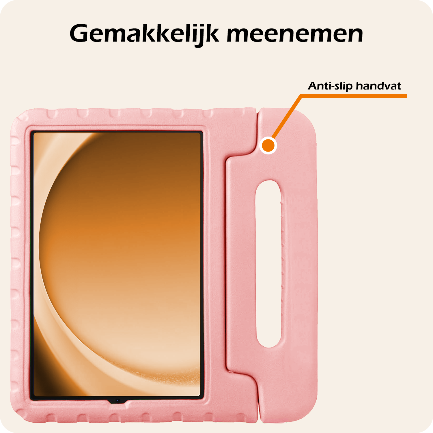 Nomfy Nomfy Samsung Galaxy Tab A9 Plus Kinderhoes Met Screenprotector - Zalm