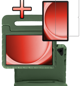 NoXx NoXx Samsung Galaxy Tab A9 Plus Kinderhoes Met Screenprotector - Donkergroen