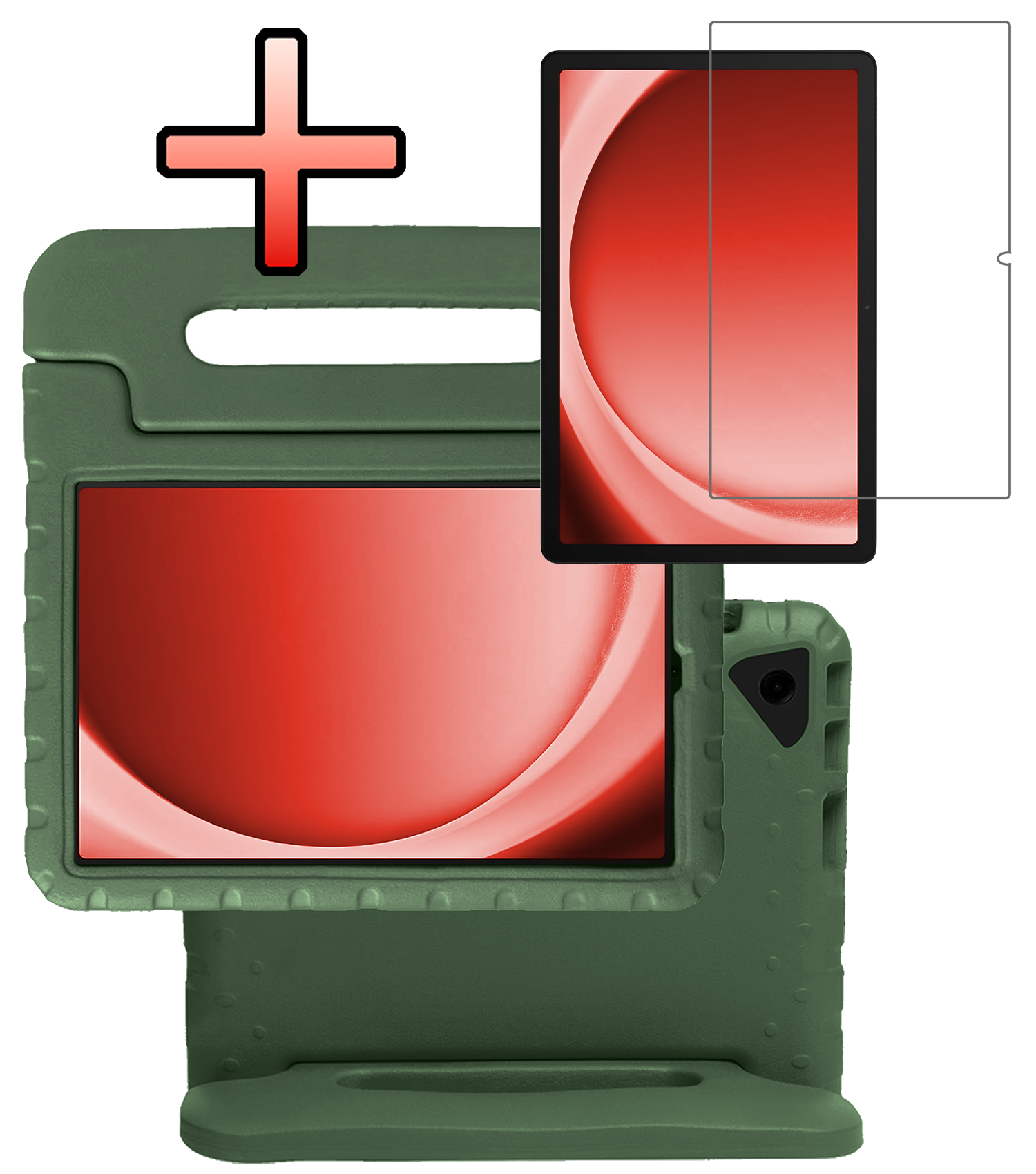 NoXx NoXx Samsung Galaxy Tab A9 Plus Kinderhoes Met Screenprotector - Donkergroen