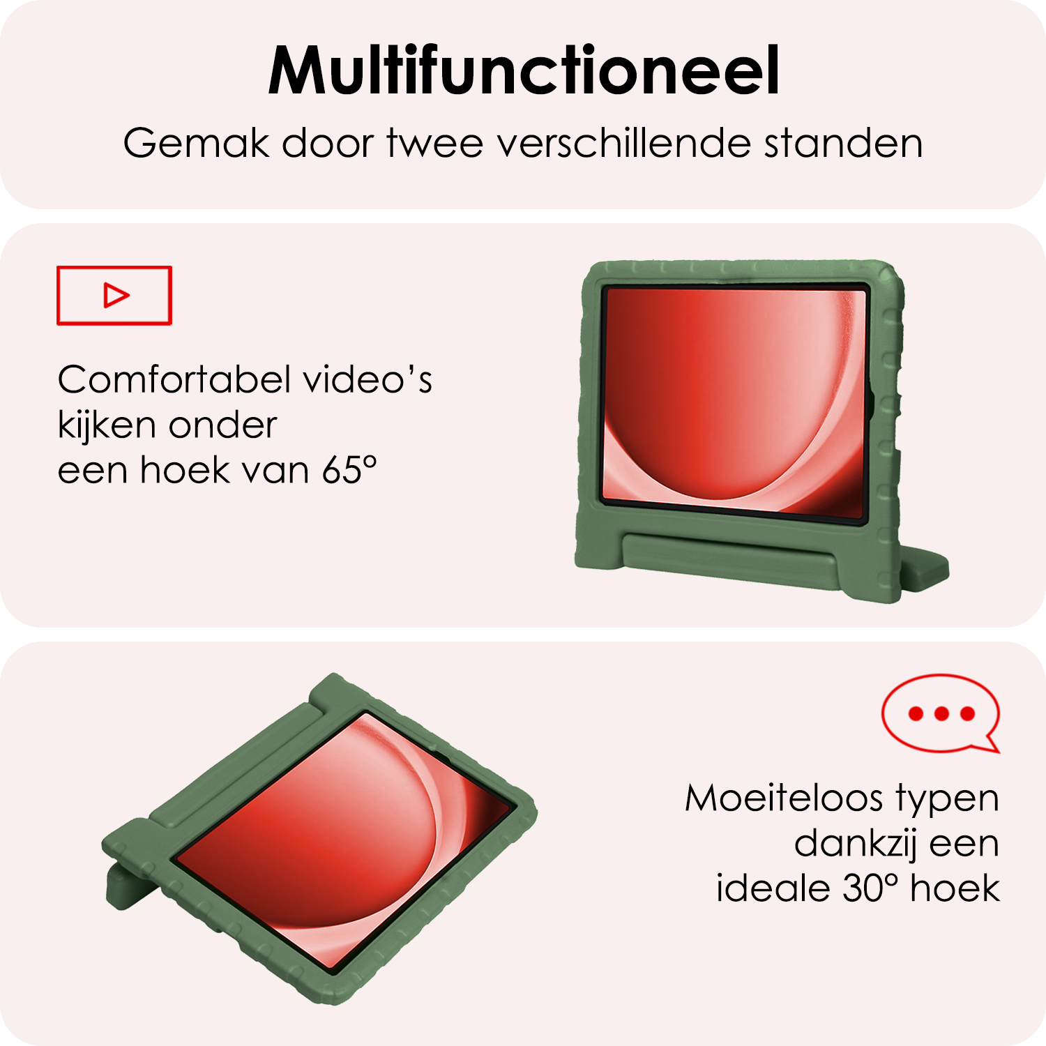 NoXx NoXx Samsung Galaxy Tab A9 Plus Kinderhoes Met Screenprotector - Donkergroen