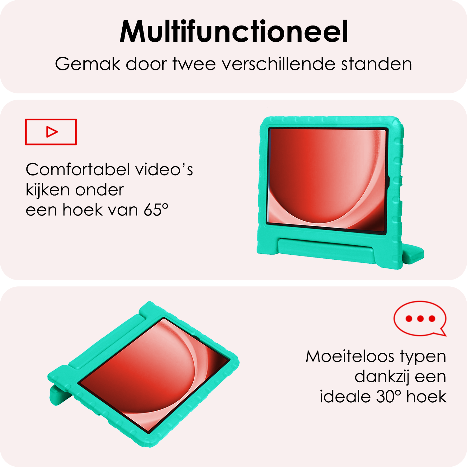 NoXx NoXx Samsung Galaxy Tab A9 Plus Kinderhoes Met Screenprotector - Turquoise