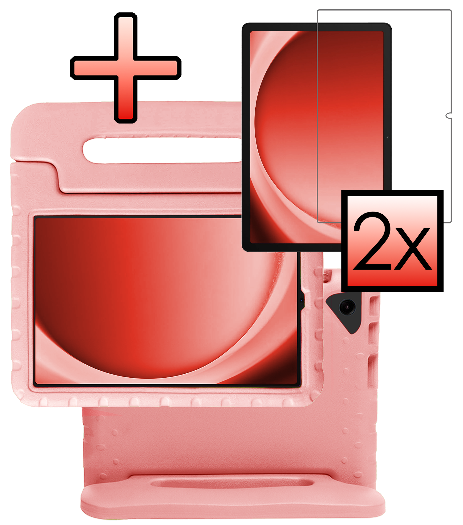 NoXx NoXx Samsung Galaxy Tab A9 Plus Kinderhoes Met 2x Screenprotector - Zalm