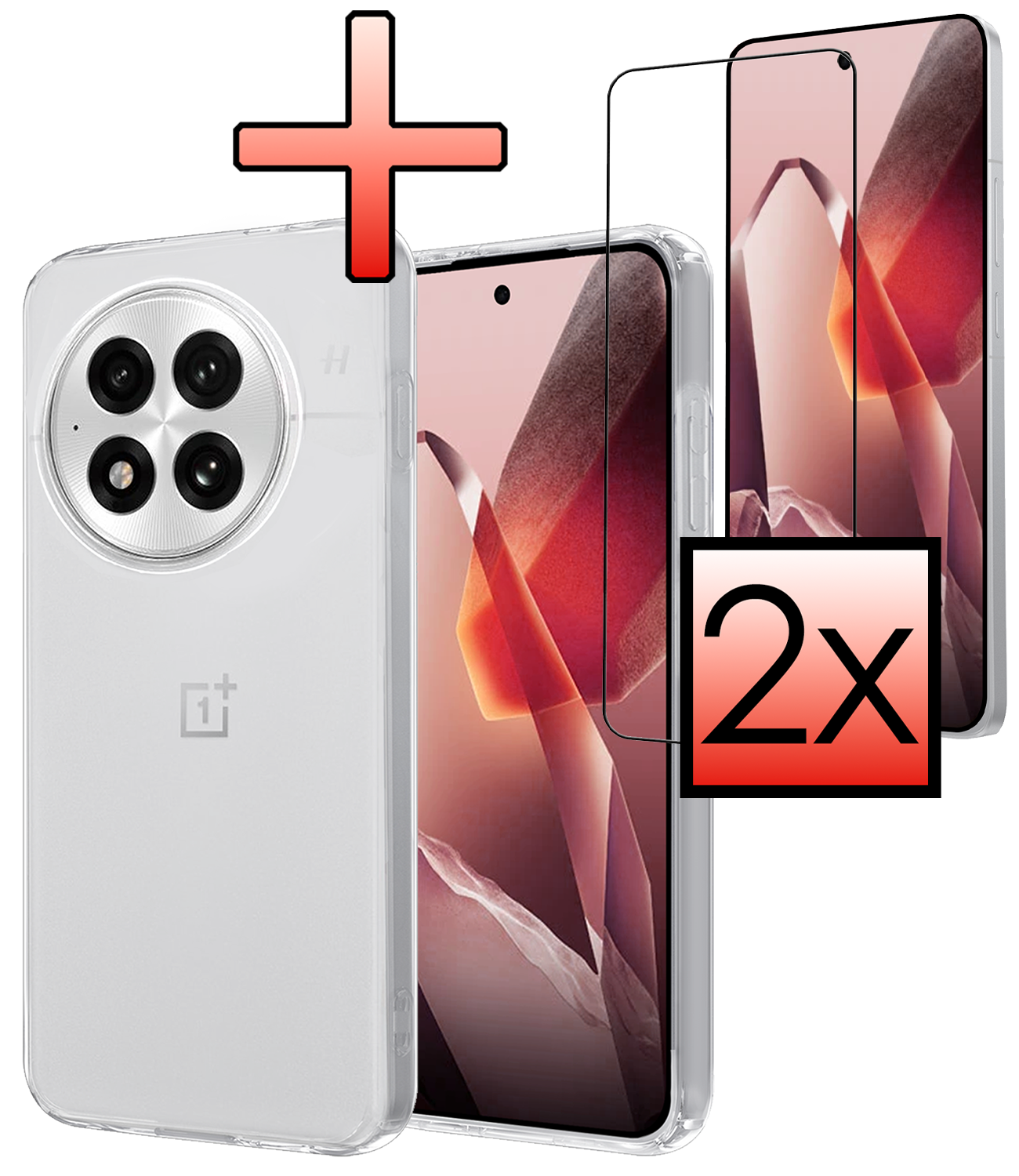 NoXx NoXx OnePlus 13 Hoesje Siliconen Met 2x Screenprotector - Transparant