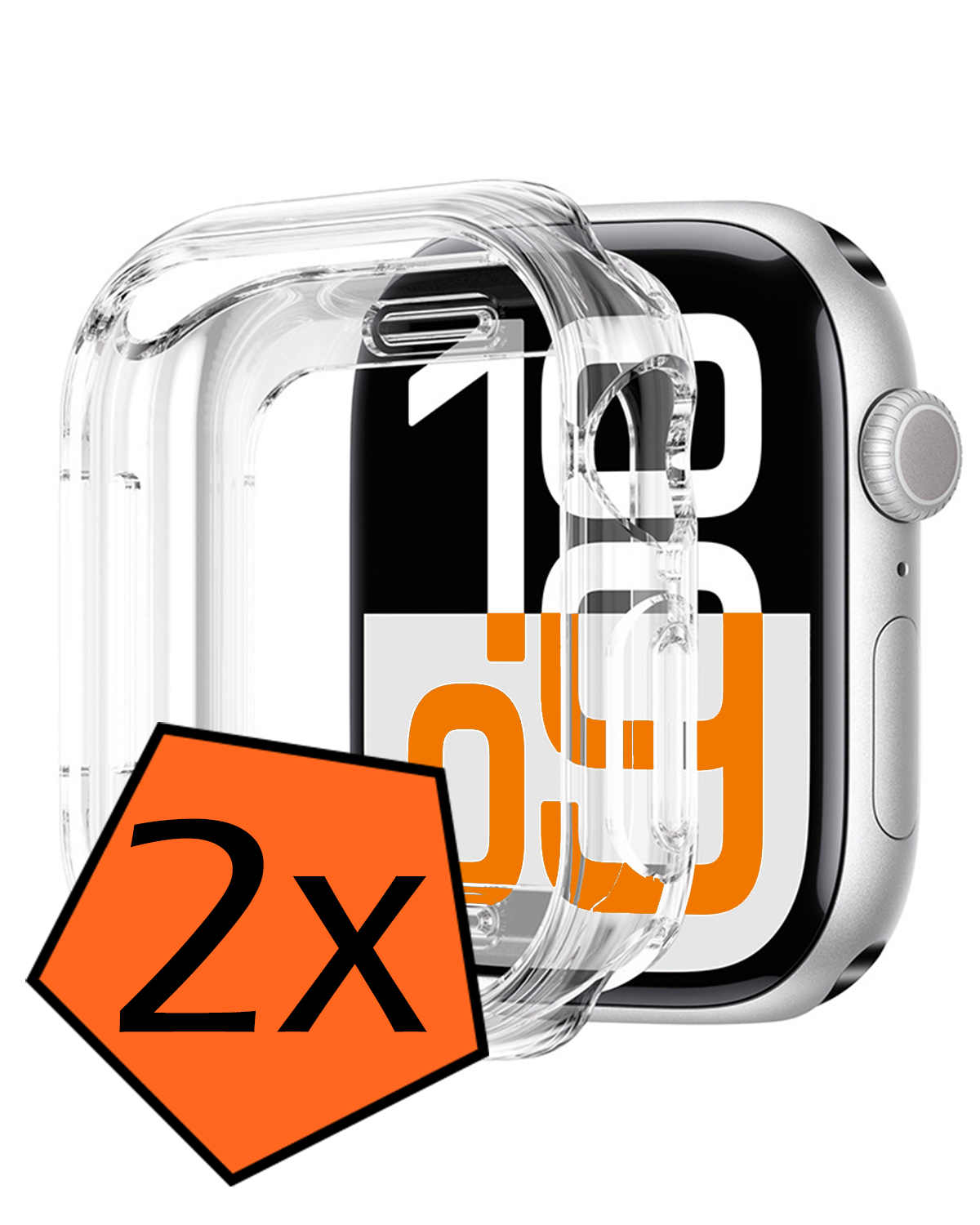 Nomfy Nomfy Apple Watch Series 9 Hoesje Siliconen Transparant - 45 mm - 2 PACK