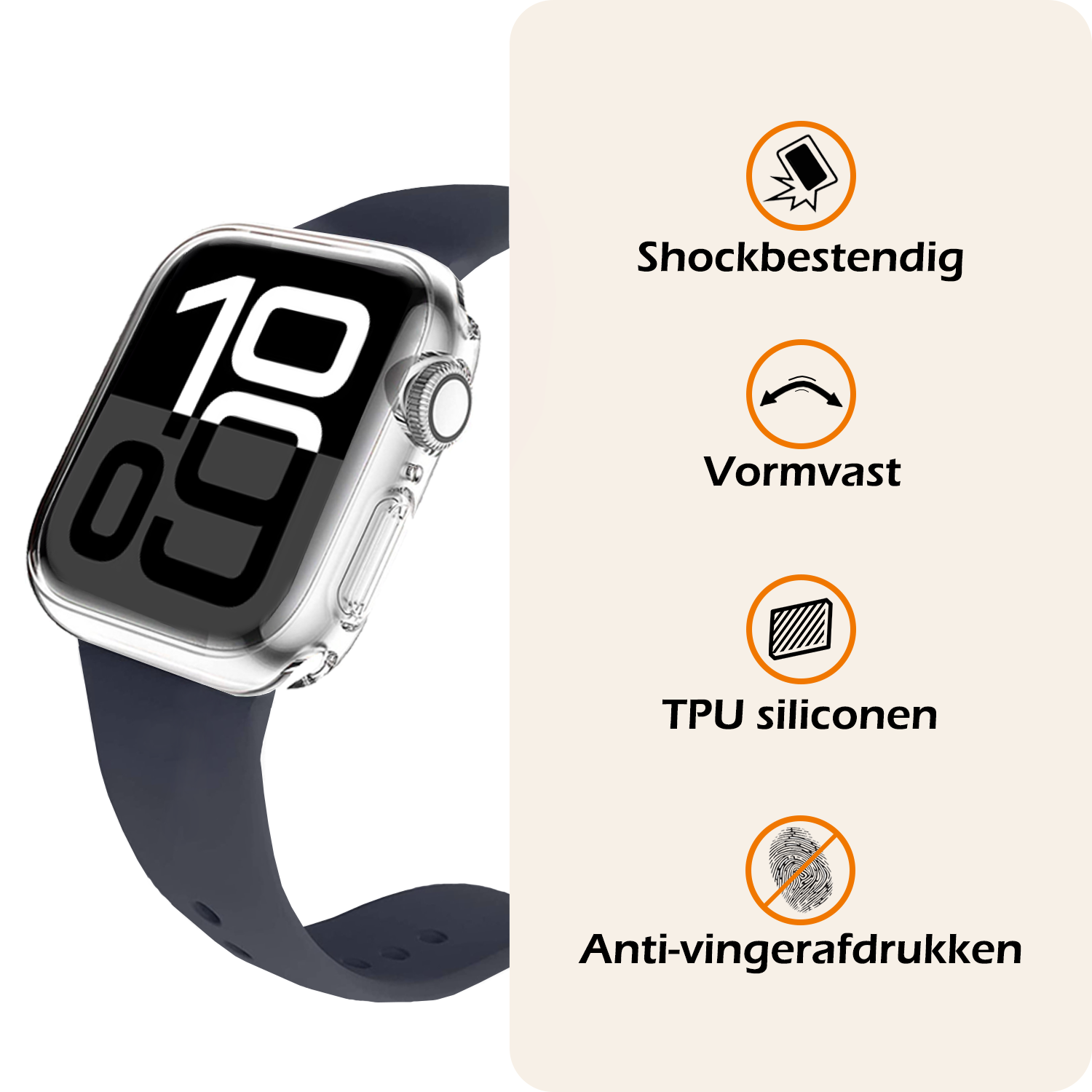 Nomfy Nomfy Apple Watch Series 9 Hoesje Siliconen Transparant - 45 mm - 2 PACK