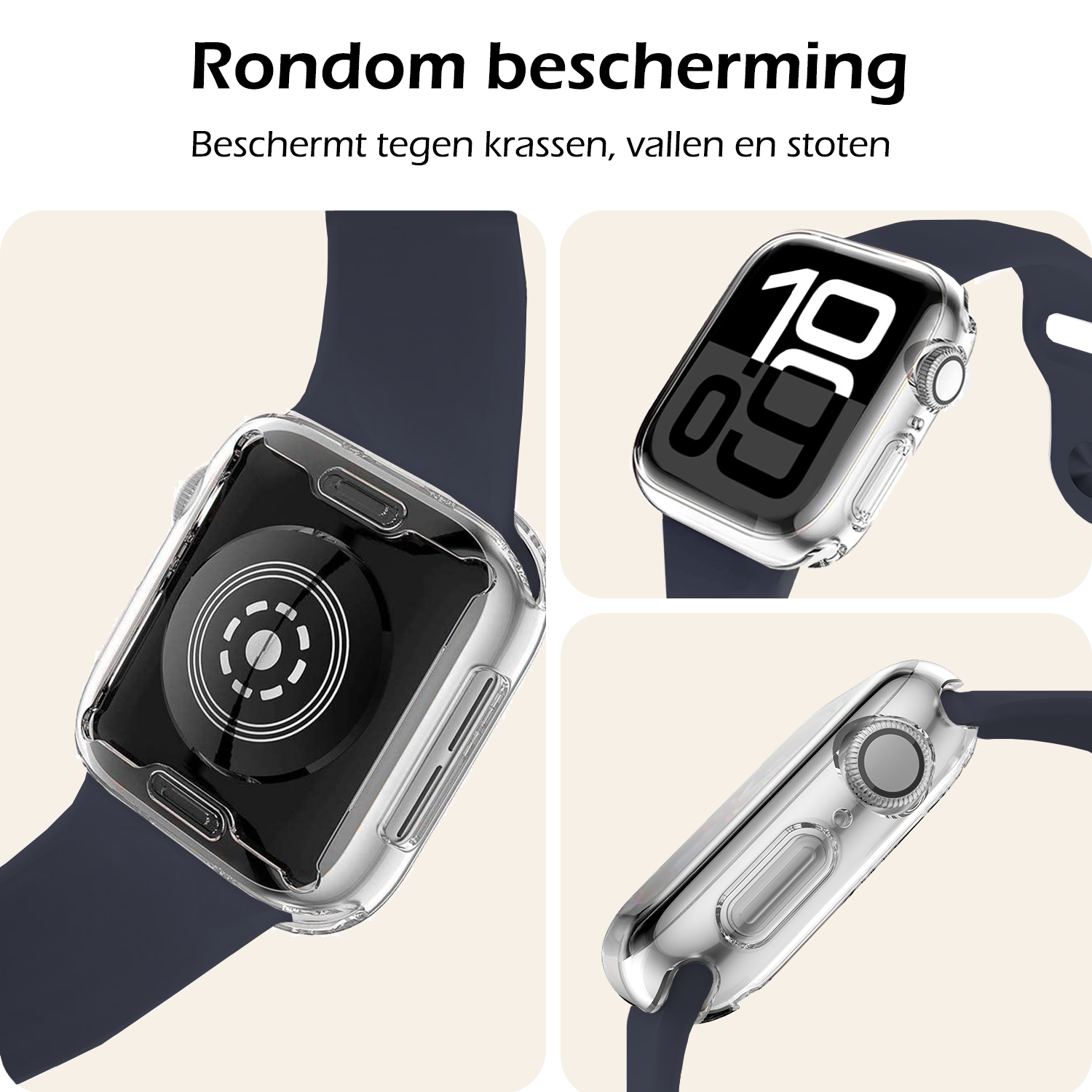 Nomfy Nomfy Apple Watch Series 9 Hoesje Siliconen Transparant - 45 mm - 2 PACK