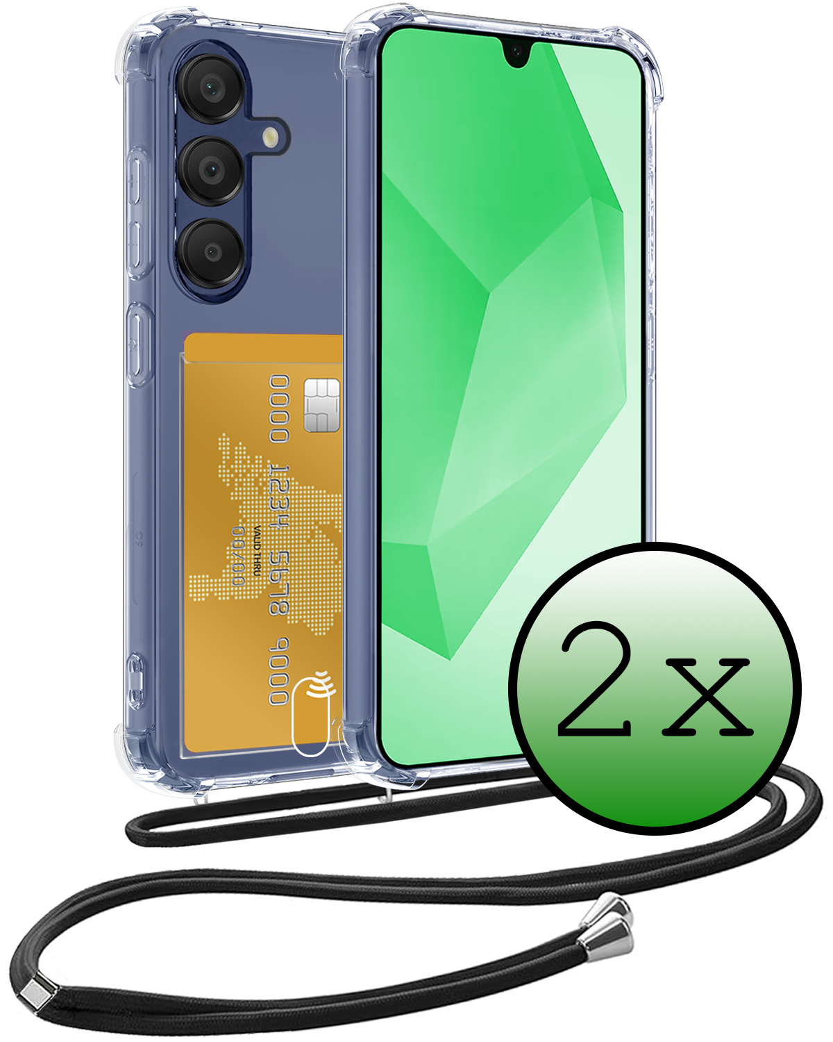 BASEY. BASEY. Samsung Galaxy A16 Hoesje Pashouder met Koord - 2 PACK